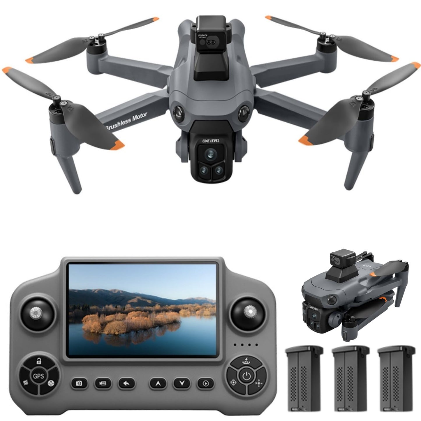 Utceku Drones with Camera for Adults 4K, Under 249g Foldable Quadcopter, 8k Camera Drone with large screen controler and GPS Auto Return, Follow Me, Easy for Beginners,3 batteries (Dark Gray)
