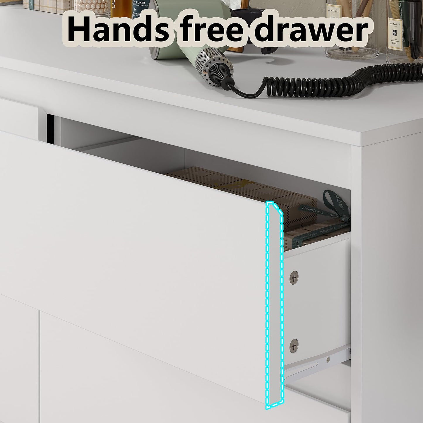 Furniouse Modern 9 Large Storage Drawers Dresser for Clothes Organizer, White Modern Chest of Drawers for Closet, 60" Long Drawer Organizer Cabinet for Bedroom,Living Room,Entryway,Hallway