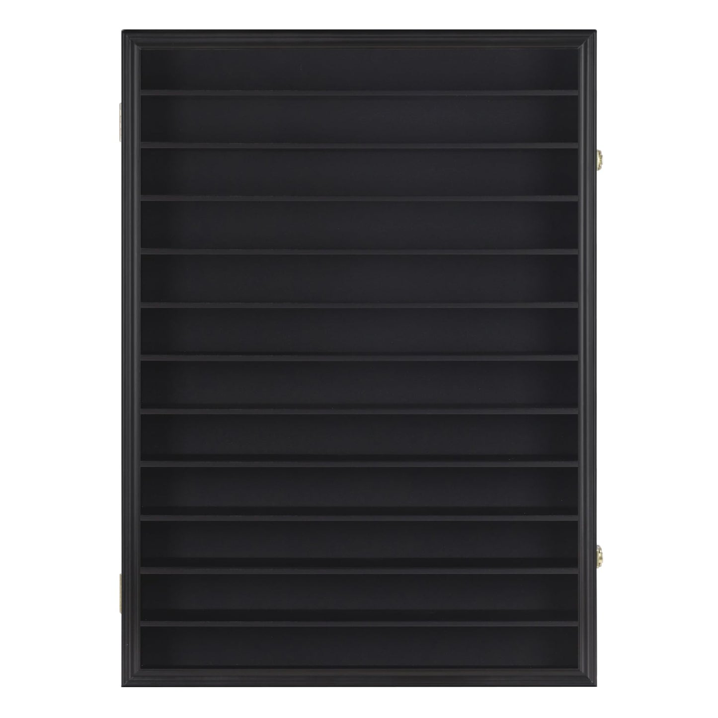 Large 144 Shot Glass Display Case Rack Solid Wood Cabinet Holder Wall Curio Cabinet Shadow Box for Action Figures Small Figurines - Lockable with UV Protection Door - Black Finish