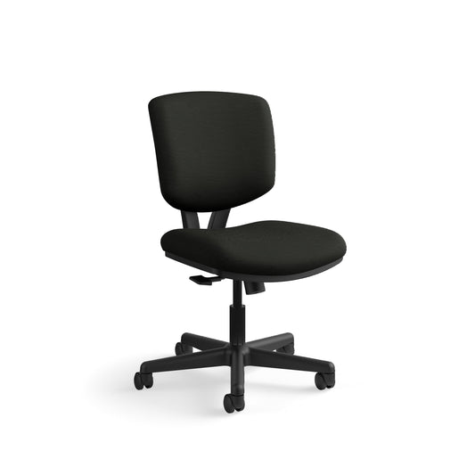 HON Volt Ergonomic Office Chair with Bonded Leather Seat and Back, Armless Desk and Computer Chair with Adjustable Center‑Tilt Recline and Wheels for Home Office or Workstation, Black