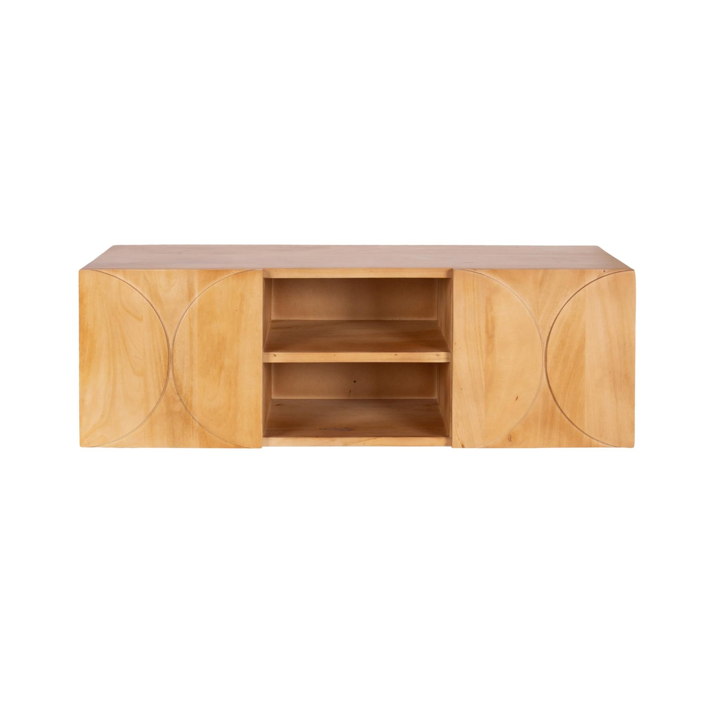 Kate and Laurel Townsend Modern Floating Media Cabinet, 36 x 12 x 12, Natural Wood, Decorative Geometric Floating Console Table with Storage for Use as Living Room Storage or Wall-Mounted Bar Cabinet