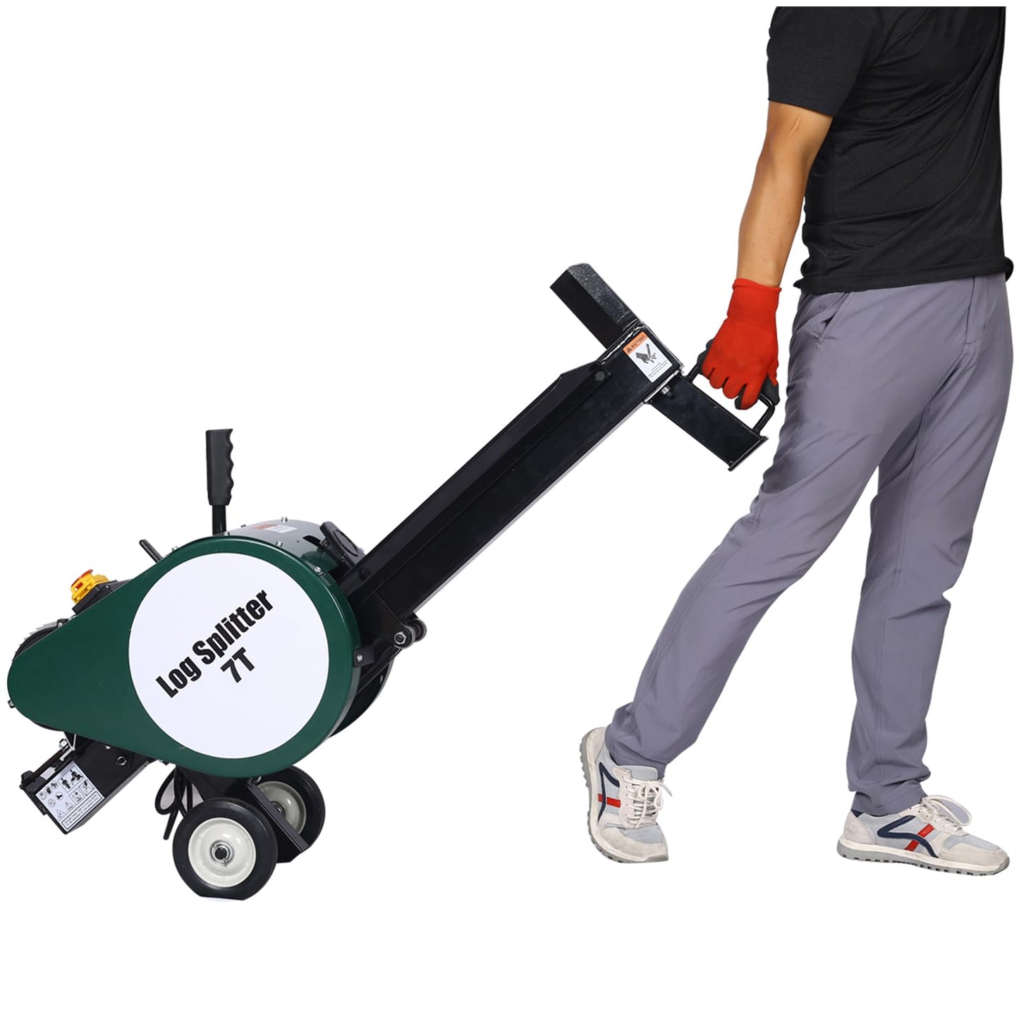 HeureuxBoBo 7 Ton Horizontal Double Flywheel Electric Log Splitter, 2HP 16A 110V Portable Firewood Splitting Machine with Low Profile Design & Comfortable Handle