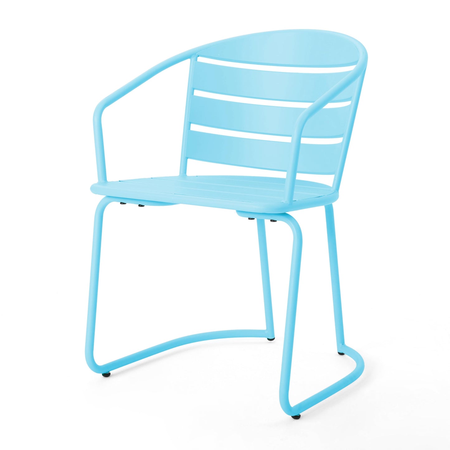 Christopher Knight Home Adley Outdoor Bistro Set, 3-Piece Bistro Table and Chair Set of 2, Patio Furniture Set with Iron Frame, Outdoor Bistro Dining Set, Poolside/Garden Cafeteria, Matte Light Blue