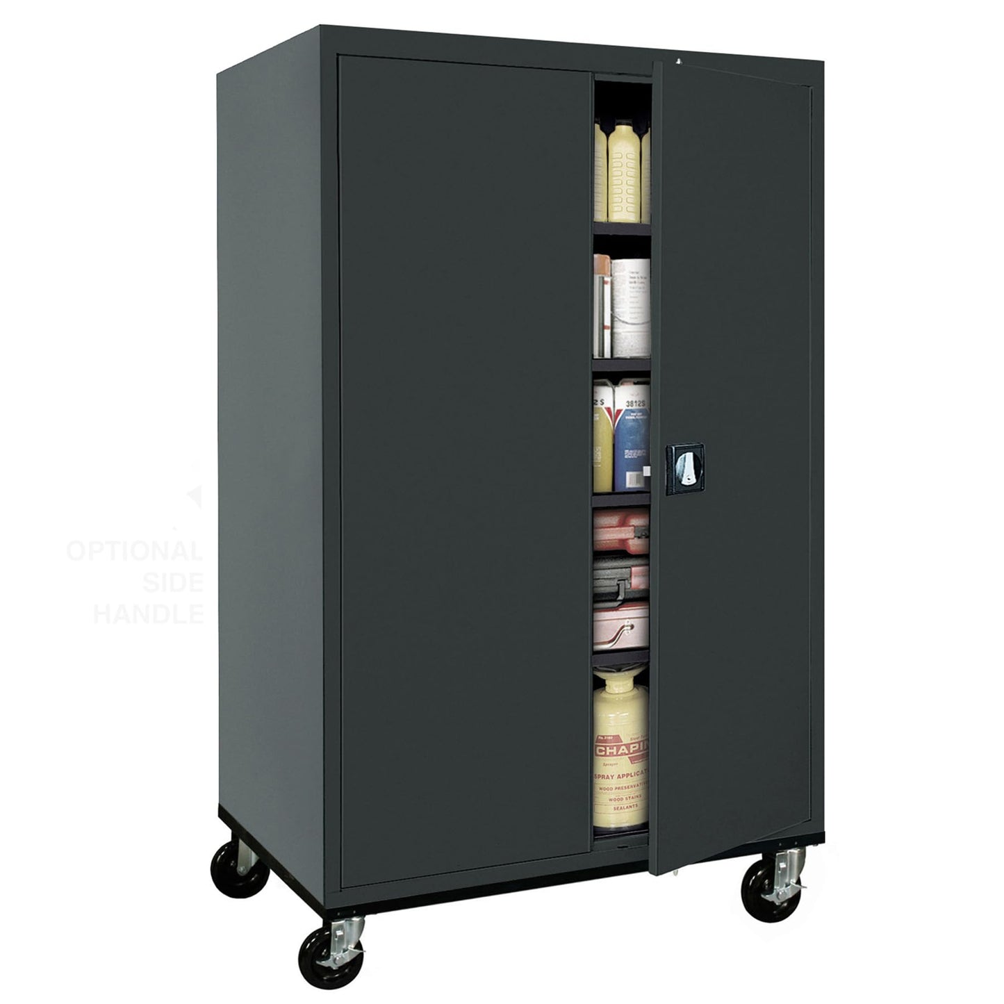 Sandusky Lee TA4R462472-09 Transport Series Mobile Storage Cabinet with Wheels, Adjustable Shelves, 230lb Capacity, 24" Depth x 46" Width x 78" Height, Black