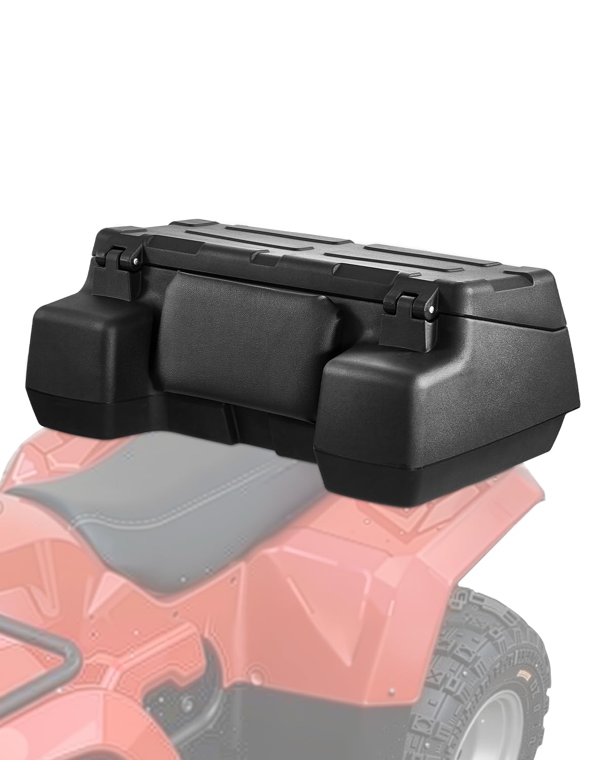 VEVOR ATV Rear Storage Box, 95L ATV Rear Cargo Box with Padded Backrest, Waterproof LLDPE and Lockable Gear Storage Box Fit Most ATVs with Rear Rack, Compatible with ATV, UTV, Can-Am Vehicles