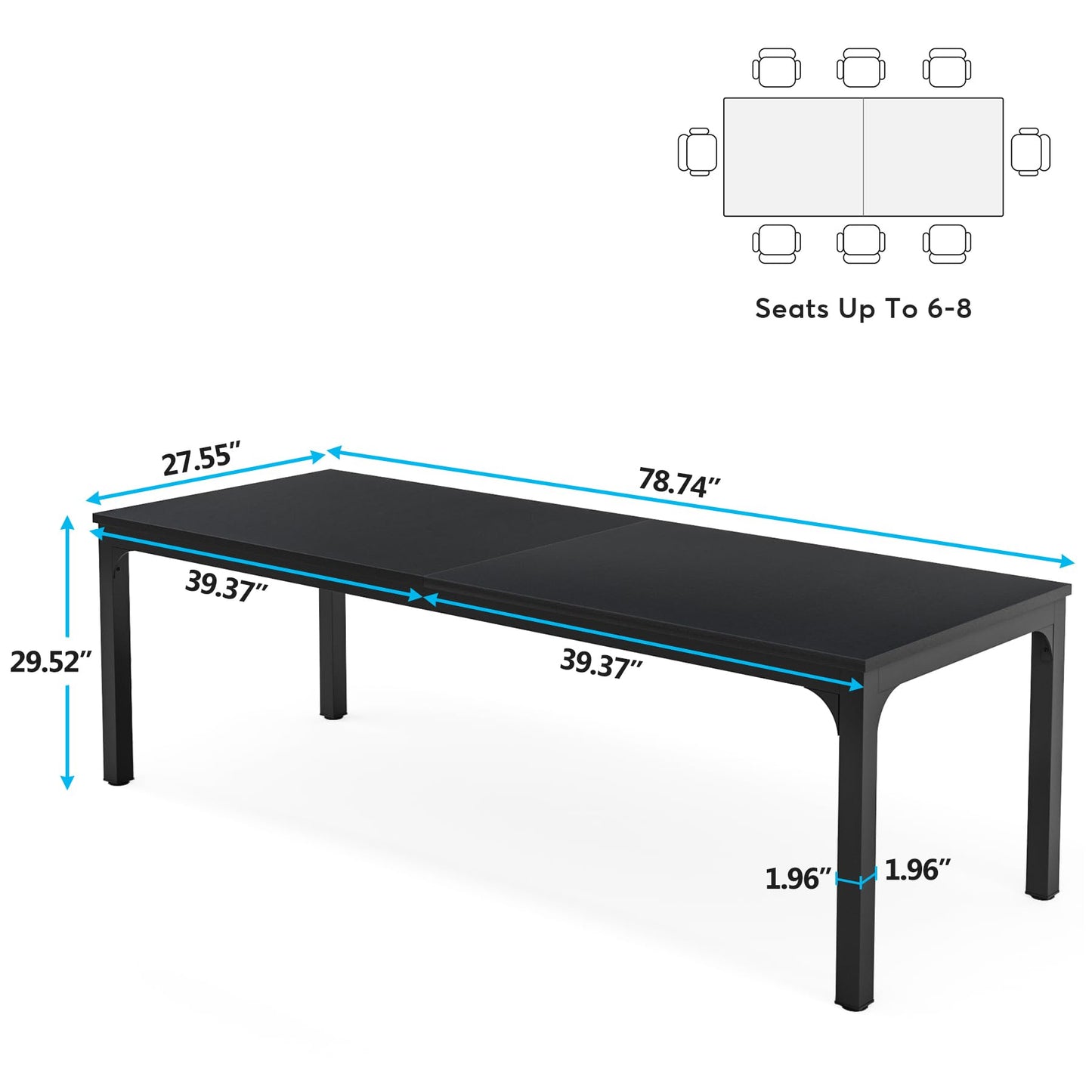Tribesigns 78.7 Inches Extra Long Computer Desk 2 Person Desk, Double Long Desk, Workstaion for Home Office