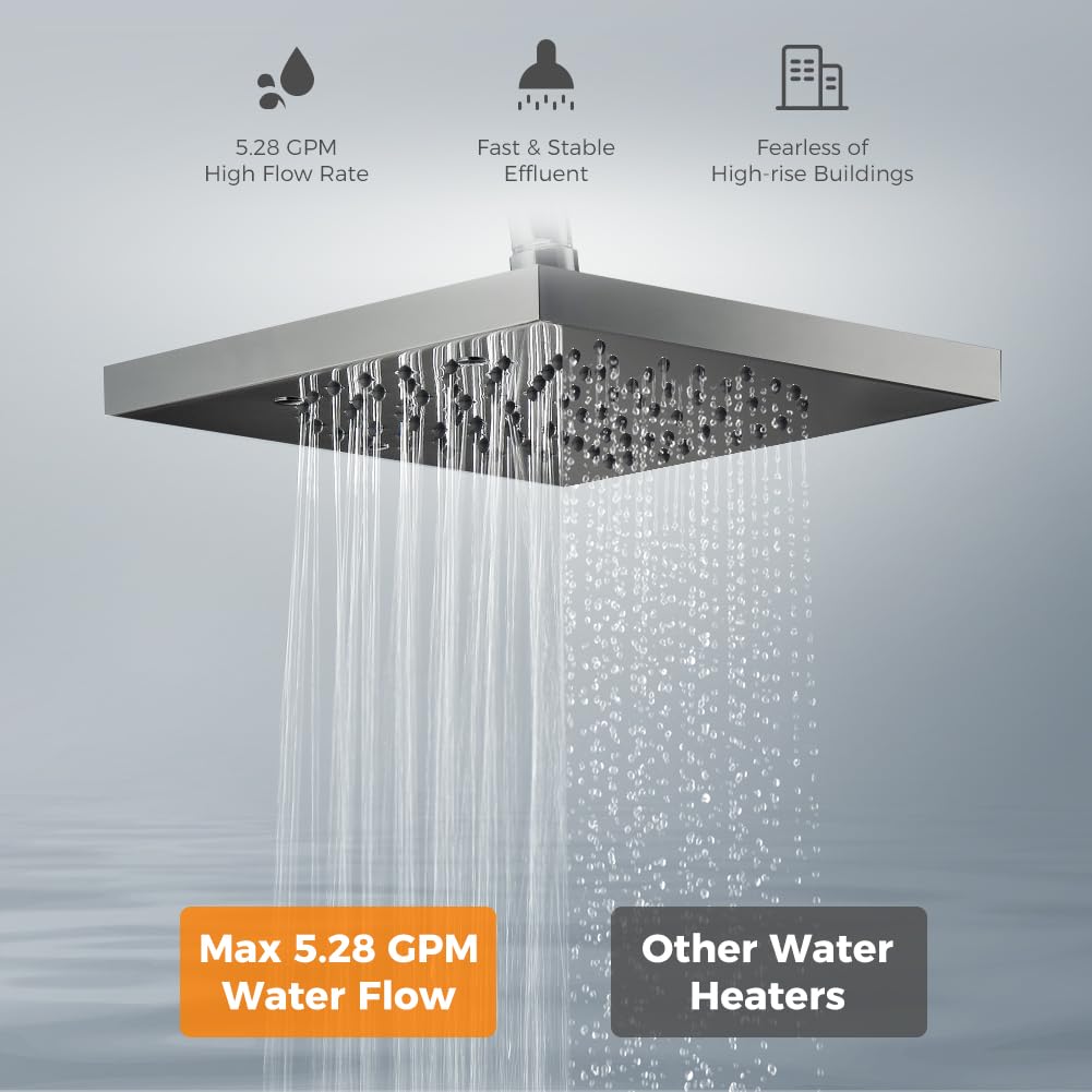 CAMPLUX Climatech 5 Tankless Water Heater Gas Outdoor 5.28 GPM Up to 6.4 GPM, 150,000 BTU On Demand Instant Tankless Hot Water Heater Natural Gas, Outdoor Installation, White, WA528, CSA