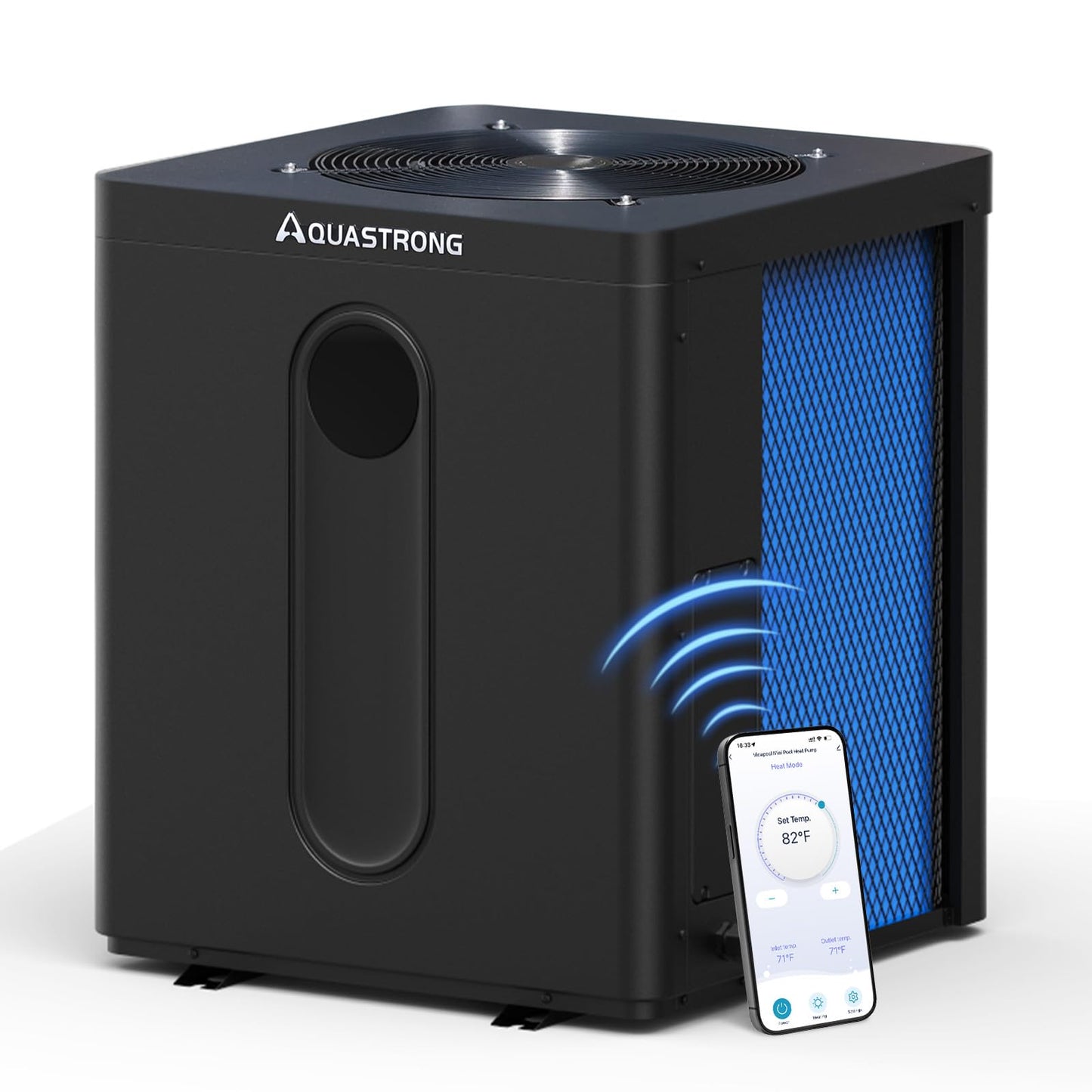 Aquastrong 24,000 BTU Top Discharge Inverter Swimming Pool Heat Pump, 115V Electric Pool Heater for Above Ground and Inground Pool, WiFi Capable Timer, Heating and Cooling Pool Heater for 7000 Gallons