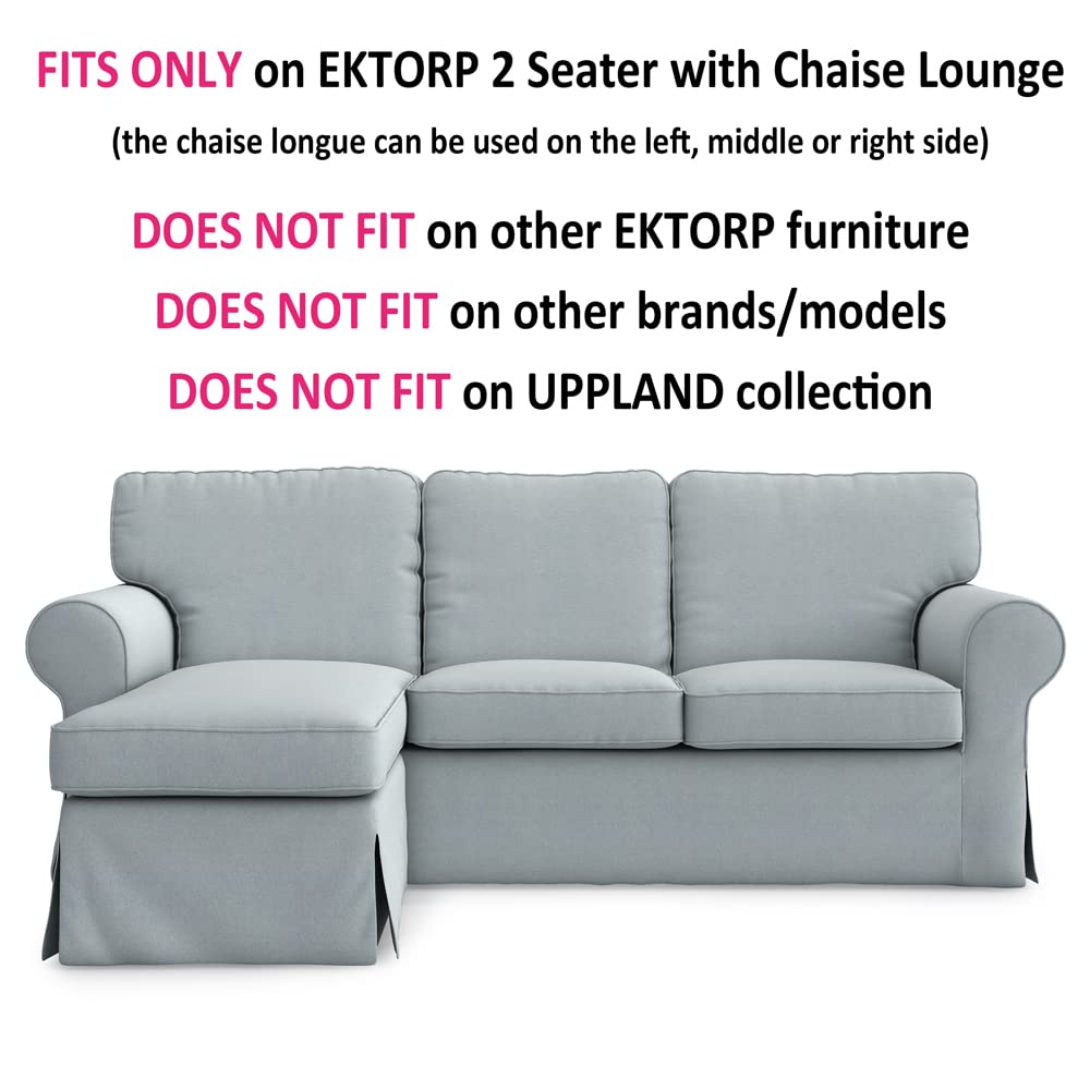 MASTERS OF COVERS Ektorp Loveseat (2 Seat) with Chaise Lounge Cover Replacement Cutomoized for IKEA Ektorp Sectional 3 Seat Sofa Slipcover Replacement-Smoke Grey