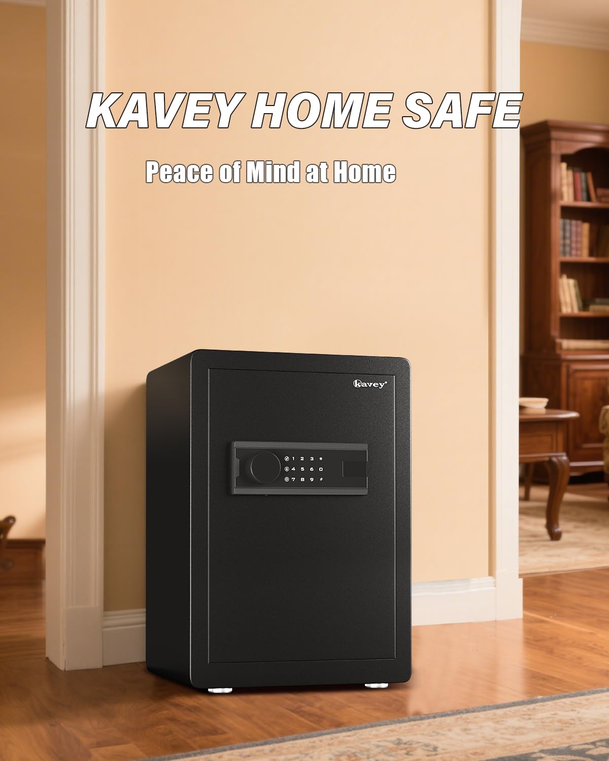 Kavey 2.5 Cub Safe Box, Large Home Safe with Fireproof Waterproof Bag, Security Safes with Backlit Touch Screen Keypad, Dual Alarm System and Mute Function for Home Office 13"D x 14.96"W x 21.65"H