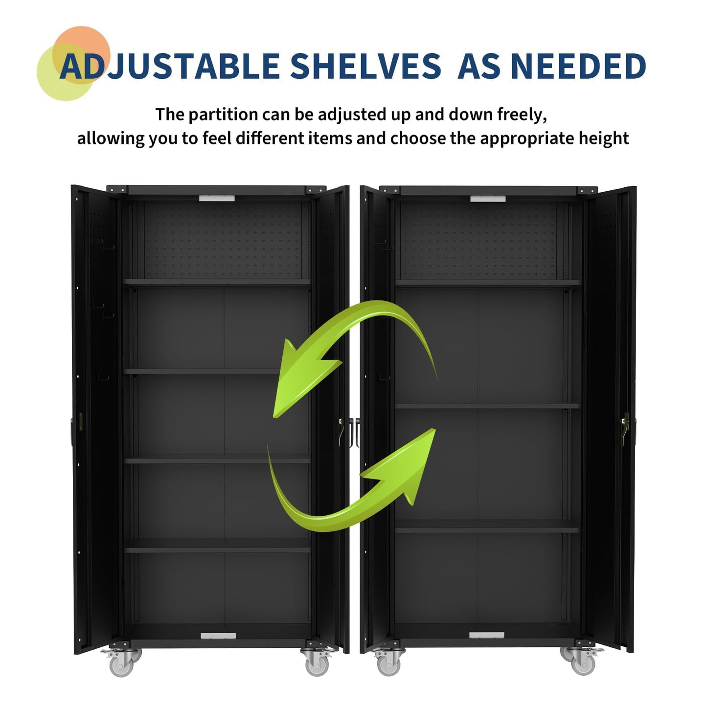 GarveeHome 71" Garage Storage Cabinet Tall Cabinet with 4 Shelves, Heavy Duty with Adjustable Feet and Lock, Easy to Assemble, for Garage Home Office, Warehouse, Pantry, Kitchen, Basement, Black