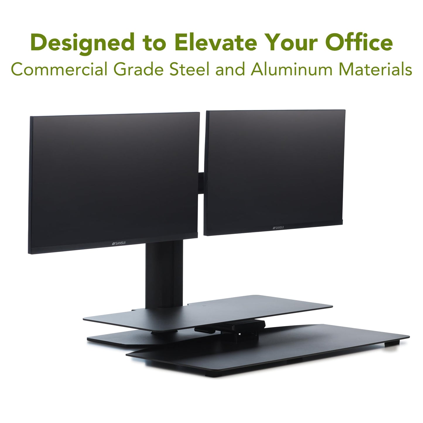 Perfect POSTURE Sit2Stand Standing Desk Converter with Dual Monitor Mount – 18” Height Adjustable Sit-Stand Workstation – Black