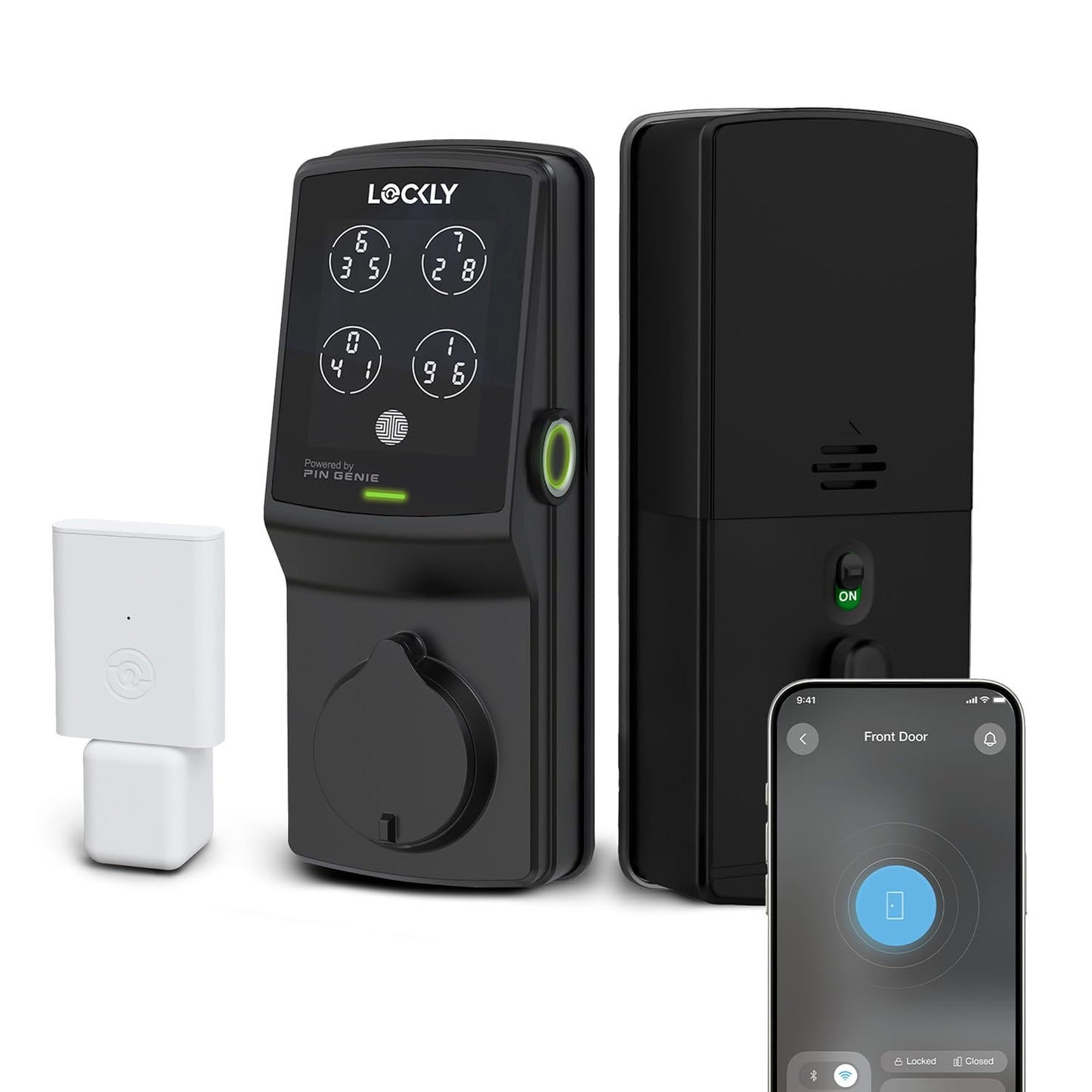 Lockly Secure Pro Smart Deadbolt Lock — Fingerprint Keyless Entry, PIN Genie® Patented Keypad, up to 99 Fingerprints, up to 33 Access Codes, Wi-Fi Hub Included, ANSI Grade 1, Alexa & Google Compatible
