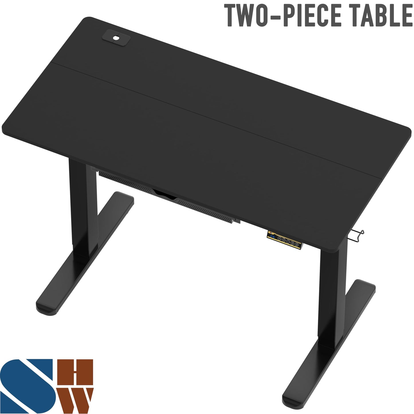SHW 48-Inch Electric Height Adjustable Standing Desk with Drawer, Memory Preset and Cable Management Tray, Black