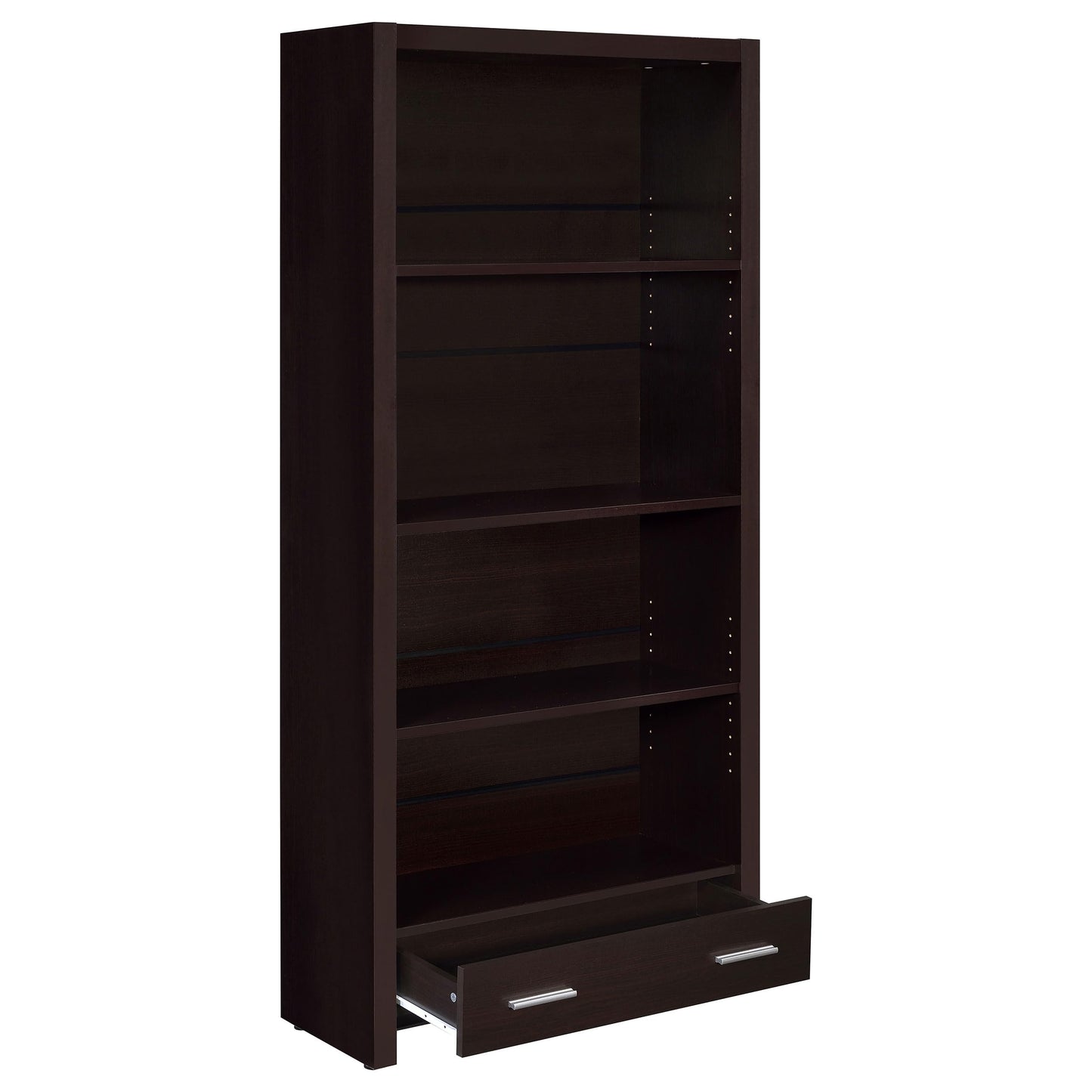 Coaster Home Furnishings - Skylar - MDF & Laminated - Bookcase with Drawer with Hidden Storage and 2 Adjustable Shelves - Transitional - Home Office - 71-Inch - Cappuccino - 800905