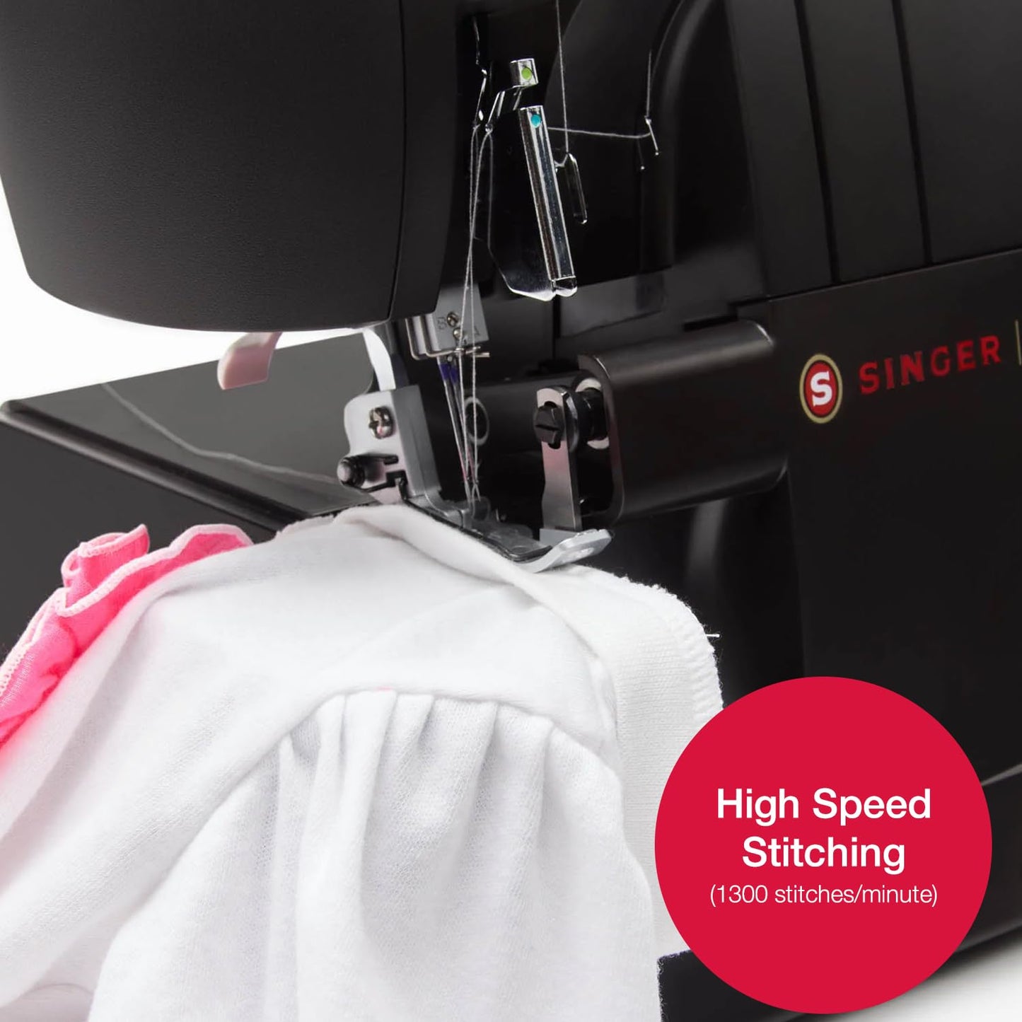 SINGER® HD0500S Heavy Duty Serger Overlock Sewing Machine, Classic Black | 2/3/4 Thread, 6 Stitch Types, 1300 Stitches/Min, LED Light, Free Arm, Differential Feed, Metal Frame