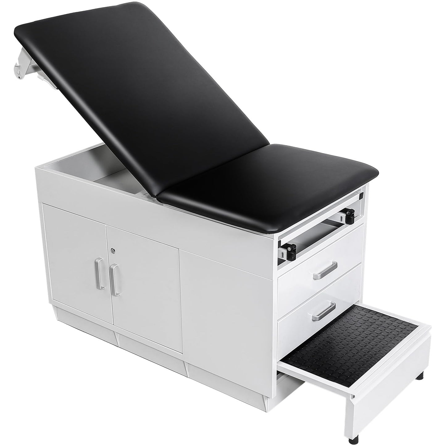 VEVOR Pro Medical Exam Table, Medical Examination Bed with Adjustable Backrest, Physical Therapy Exam Table with Locking Cabinet, 2 Drawers, Paper Roll Dispenser, Step Stool & Leg Rest, 500LBS Loading