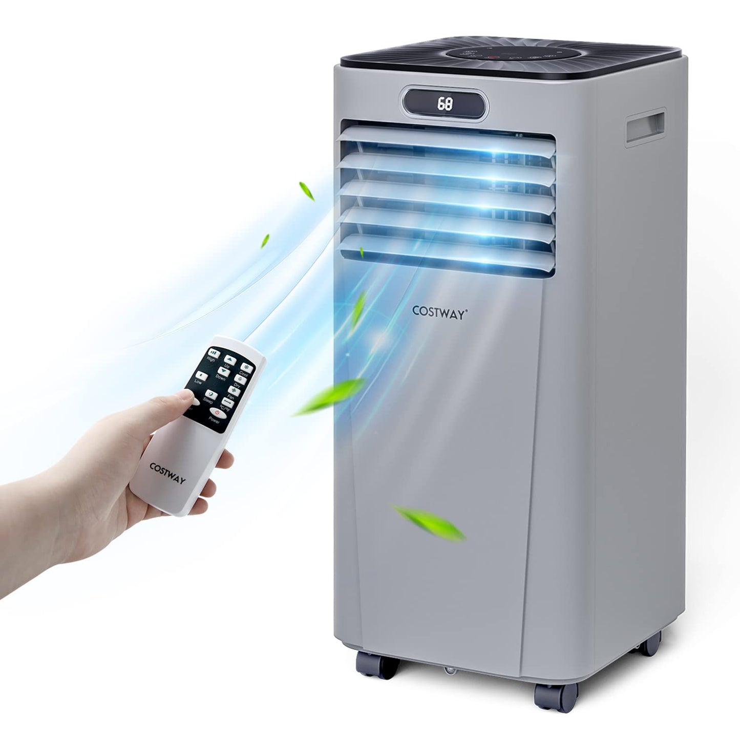 COSTWAY Portable Air Conditioner, 10000BTU Air Cooler with Drying/Fan/Sleep Mode, 2 Speeds, 24H Timer, Remote Control, Portable AC for Home & Office, Cools Room up to 350 Sq. Ft, Window Kit Included