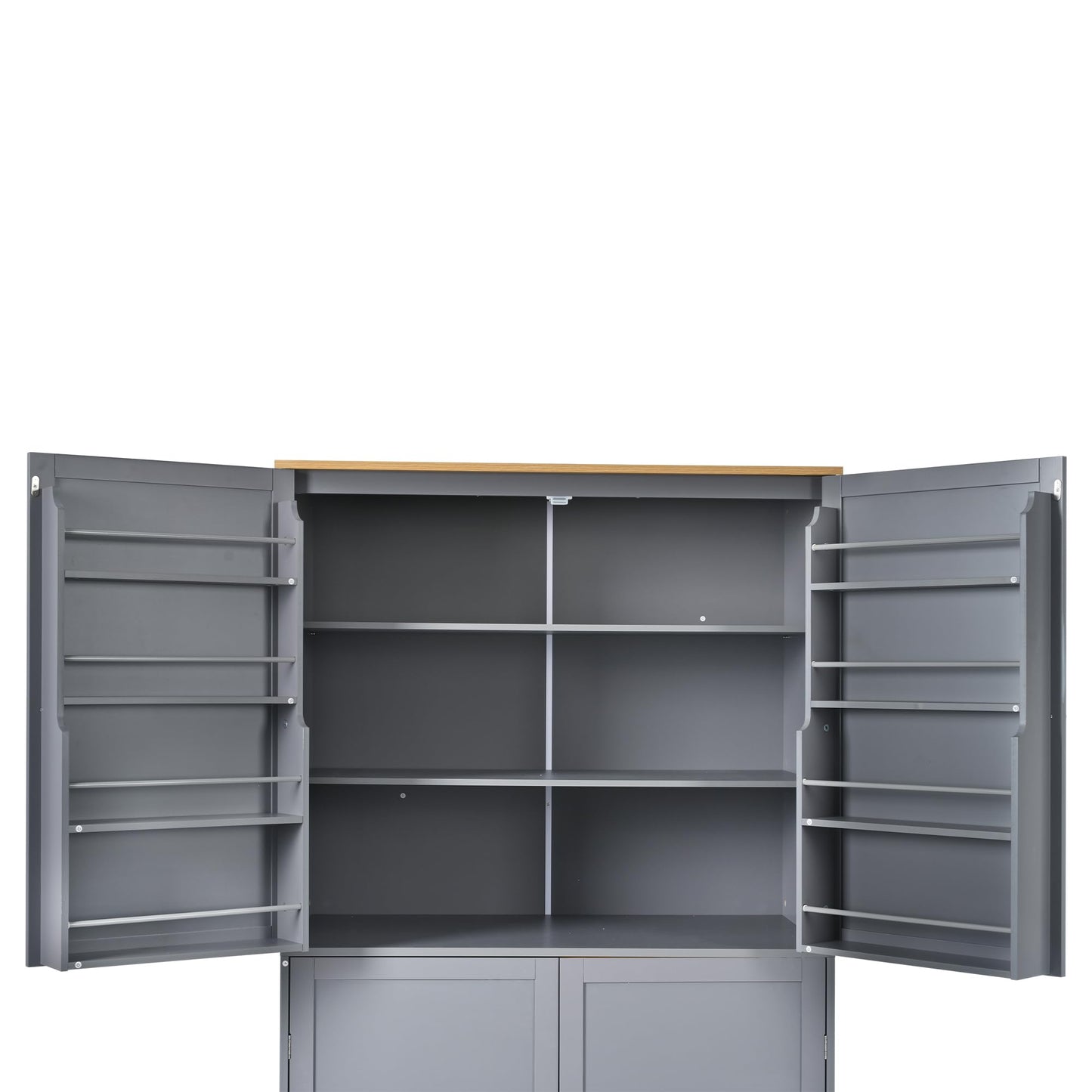 Merax 71.3" Tall Kitchen Storage Cabinet Pantry Wood Freestanding Large Cupboard with 2 Drawers,2 Adjustable Shelves,8 Door-Shelf for Dining Room,Grey