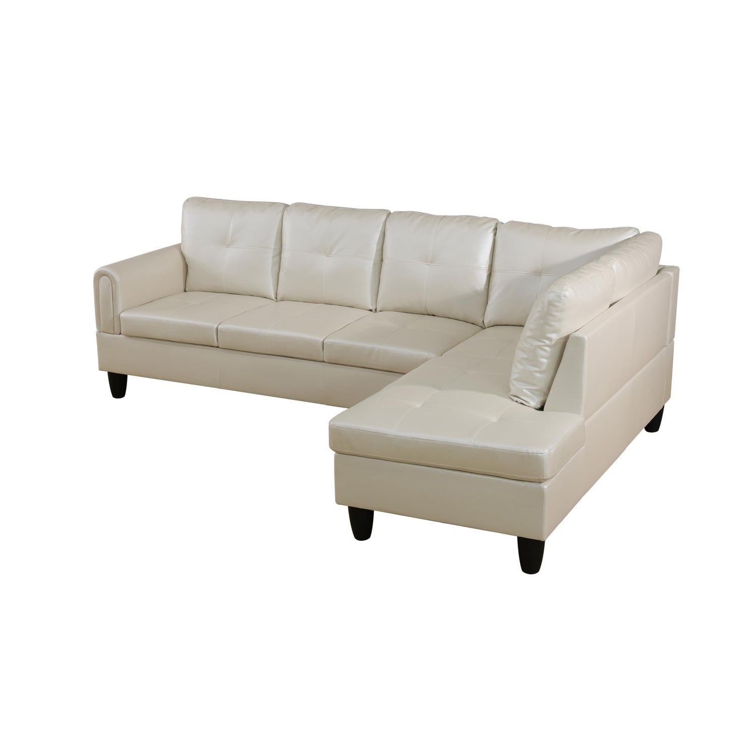NicBex 2 Piece Set Modular Sectional Sofa,Modern Faux Leather Living Room Sofa Set,Sectional Sofa Set with Sofa and Chaise,Modular Sofa with Comfortable Wide Seats and Cushions,Peaerl White