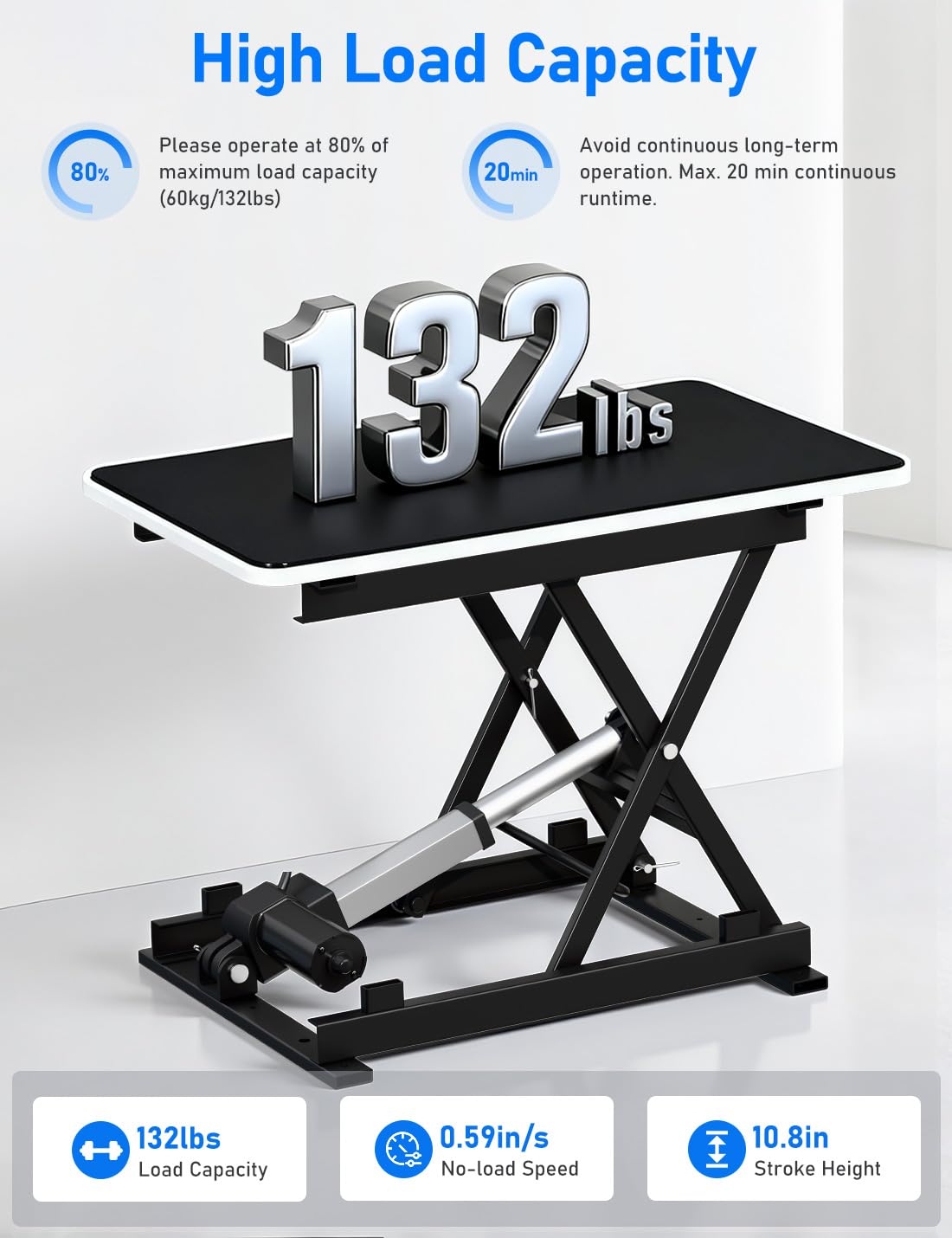 DIHOOL Electric Scissor Lift Table, 130Lbs Capacity, 3.95"-14.76" Height Adjustable Lifting Platform, Super Quiet with Remote & WiFi Control, Obstruction Detection, AC/DC Power for Home/Industrial Use