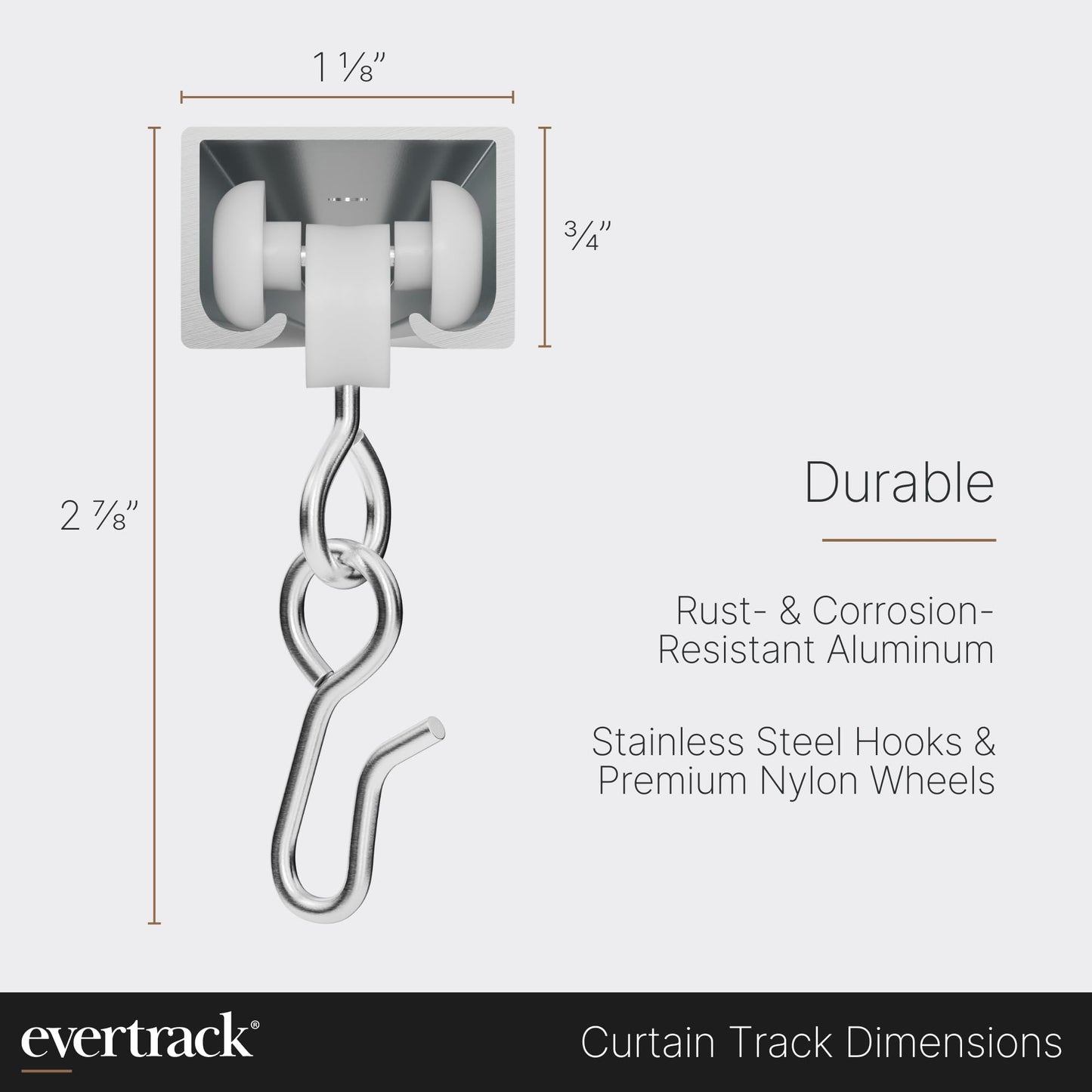 EverTrack Curtain Track - Ceiling Mounted Curtain Rail for Curtains, Drapes, and Room Dividers - USA Made - Large+ (24 Feet), Pure White
