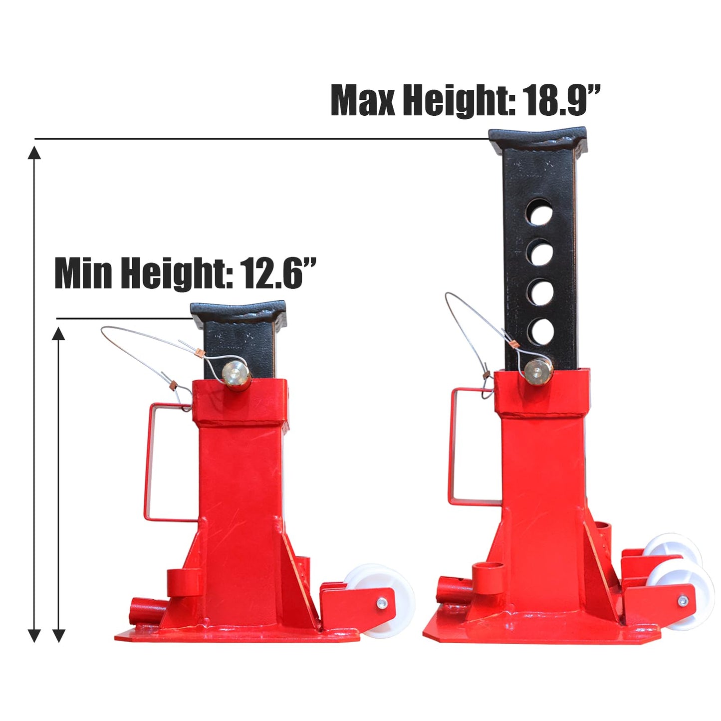 Big RED ATZ120006P Torin Heavy Duty Jack Stands: Pin Style Jack Stand with 2 Casters and Handle, Easily Portable Car Stand for Car SUV, Truck and Pick Up, 12 Ton (24,000 lb) Capacity, Red