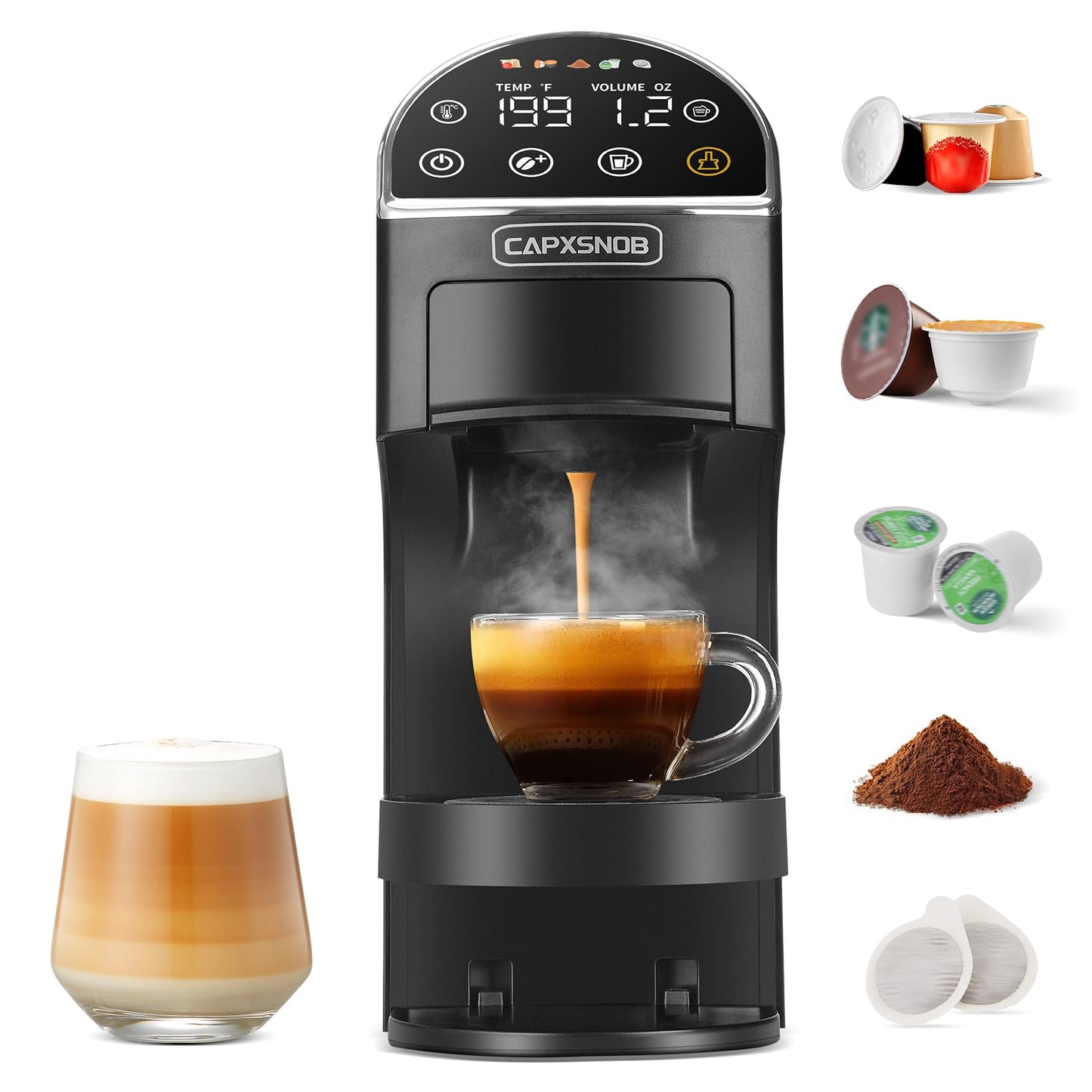 Magician2 Mini Coffee Maker compatible with Keurig K Cup, Nespresso Original, Dolce Gusto, ESE Pods | LED Touchscreen, Customizable Brewing, 20 Bar, 42 oz | Espresso Coffee Machine for Home & Office