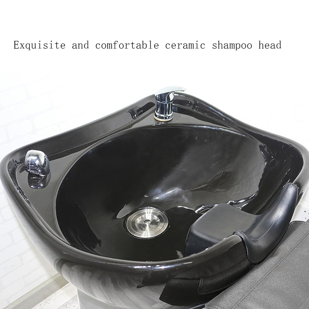 Shampoo Stations for Salon, Backwash Chair with Ceramic Bowl, Backwash Shampoo Unit with Foot Pedal, Sink Chair Station, Hair Washing Station