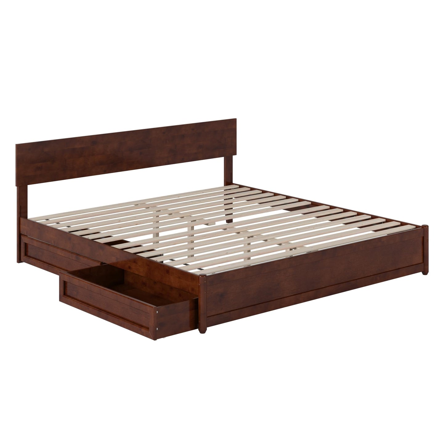 AFI, Wesley King Platform Bed with Panel Footboard & Storage Drawers, Walnut
