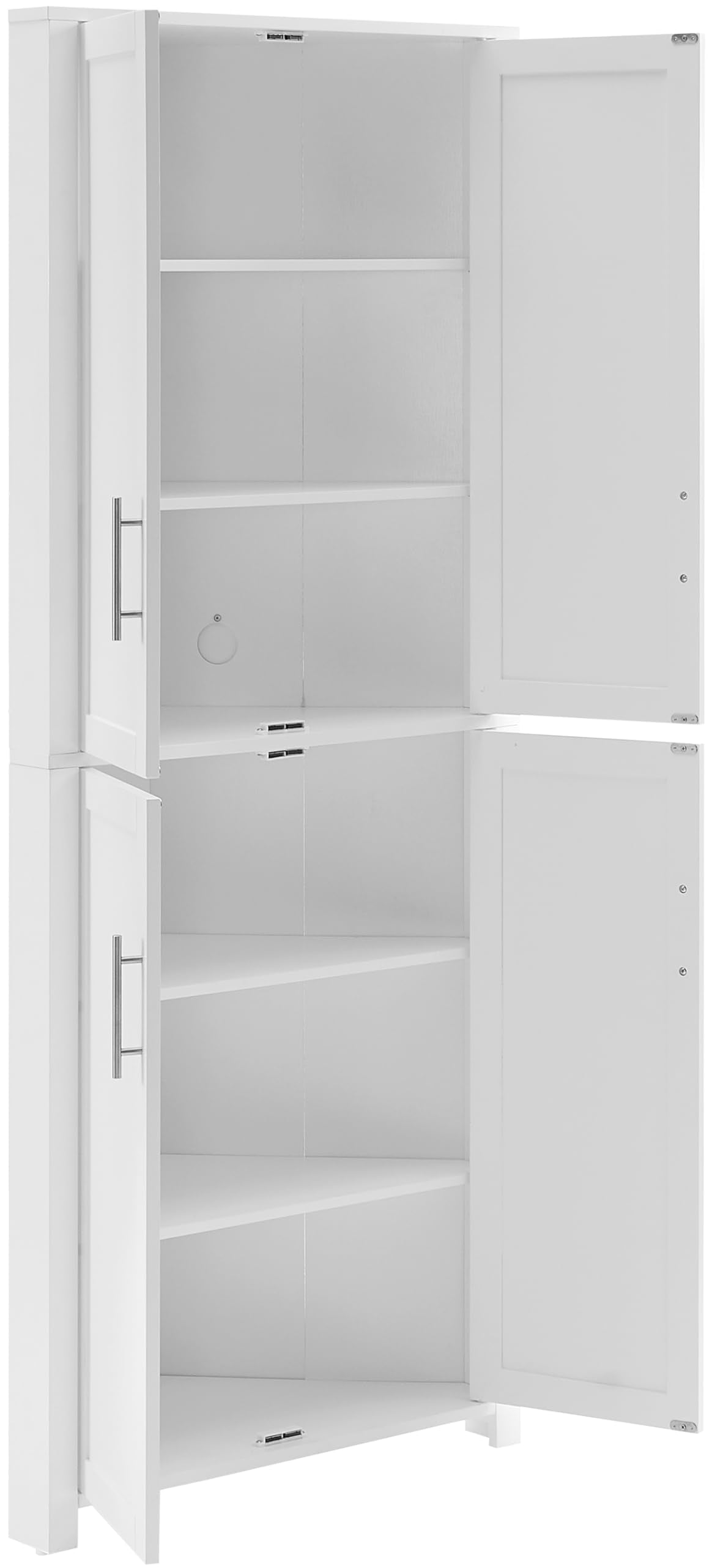 Crosley Furniture Savannah Traditional Corner Pantry Storage Cabinet with Shelves, Kitchen, Dining, Laundry, White