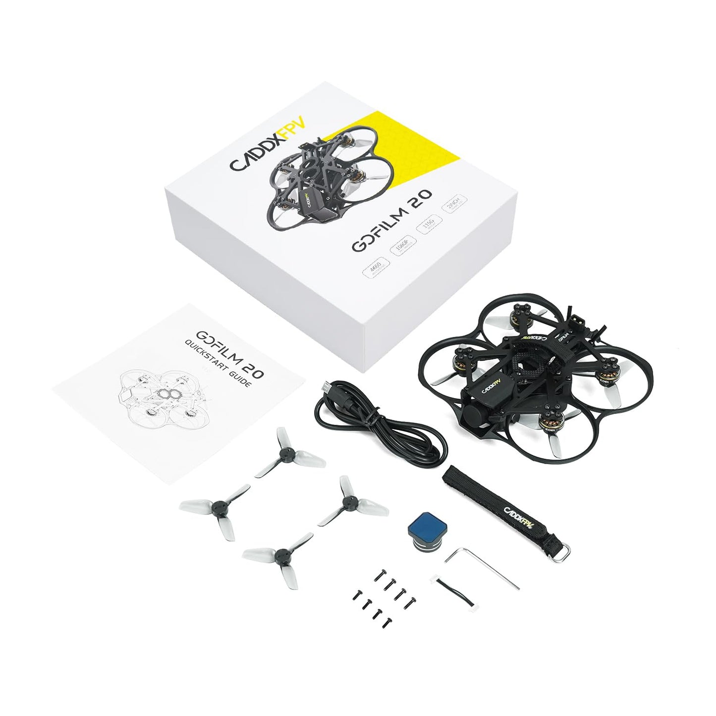 Caddxfpv Walksnail Gofilm 20 FPV Drone – 4K/60FPS Moolight Kit,Supports with camera for 4k recording,160°FOV micro drone with camera,Lightweight 115g racing drone,22ms Low Latency,ELRS Receiver,for Indoor & Outdoor FPV Flying
