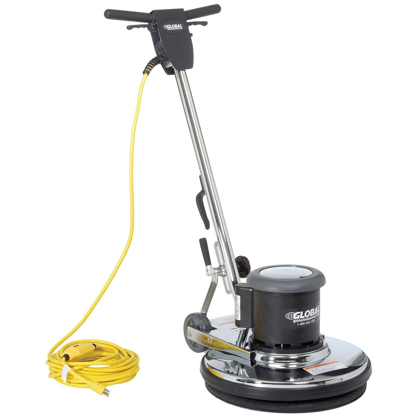 Global Industrial Corded Low Speed Floor Machine, 20" Cleaning Path, Durable Stainless Steel Construction, Heavy-Duty 1.5 HP Motor, 50'L Safety GFCI Power Cord