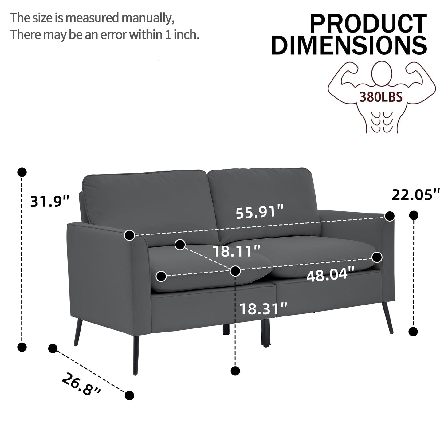 KEIKI Faux Leather Sofa Couch, Living Room Furniture Sectional Sofa Sets of 3 Pcs, Mid Century Modern Decor Sofa Couches, Loveseat & Accent Chair for Small Space, Apartment, Office, Gray