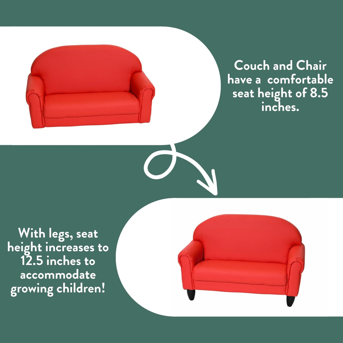 Children's Factory As We Grow Toddler Sofa, Flexible Seating for Daycare or Preschool, Kids Reading Couch, Playroom Furniture, Red