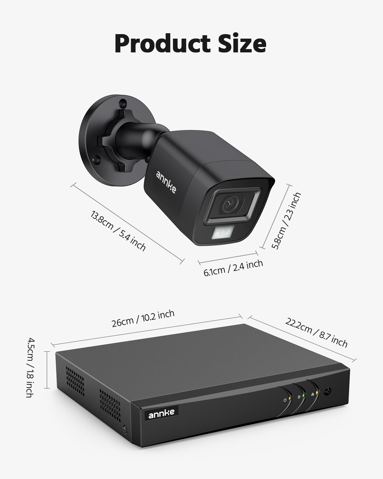 ANNKE 8CH H.265+ 3K Lite Wired Security Camera System with AI Human/Vehicle Detection, 4 x 1920TVL 2MP CCTV IP67 Cameras with Smart Dual Light for Outdoor Use, Color Night Vision, 1TB Hard Drive