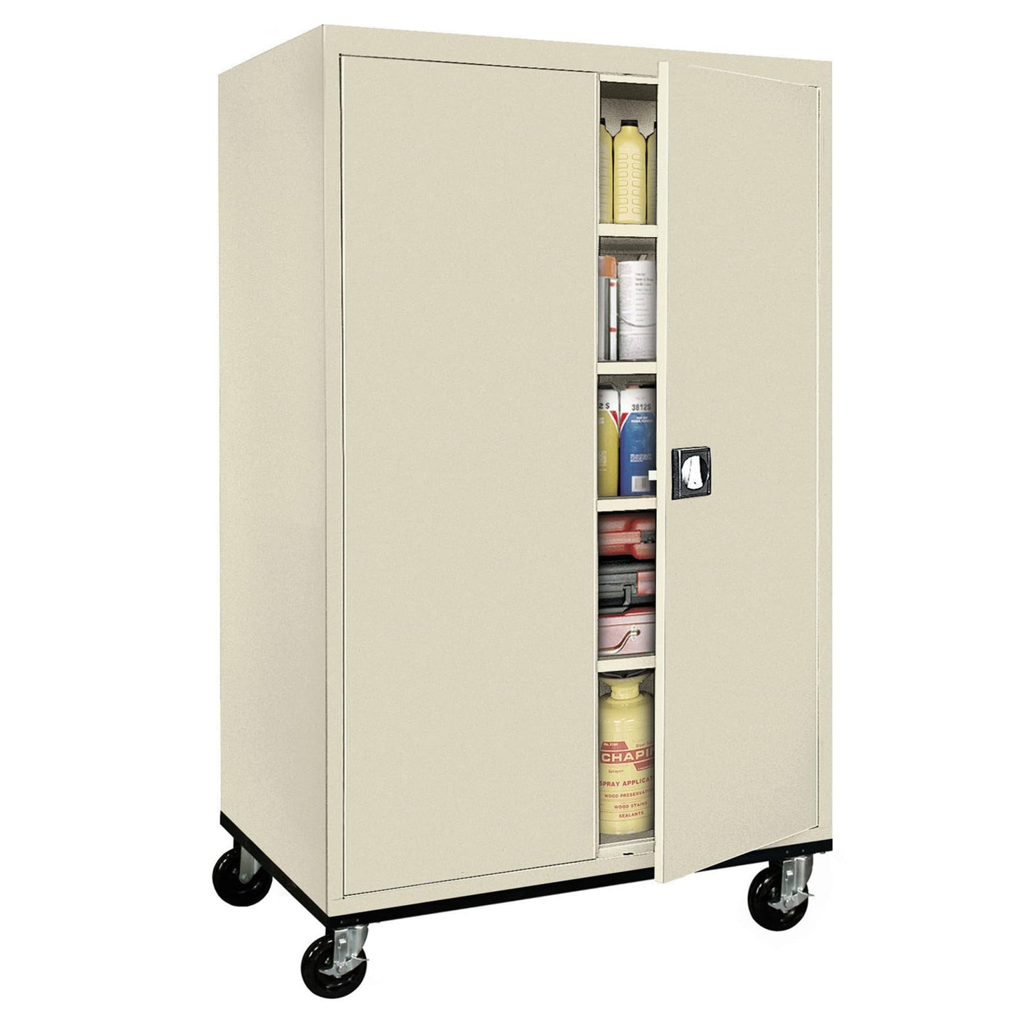 Sandusky Lee TA4R462472-07 Transport Series Mobile Storage Cabinet with Wheels, Adjustable Shelves, 230lb Capacity, 24" Depth x 46" Width x 78" Height, Putty
