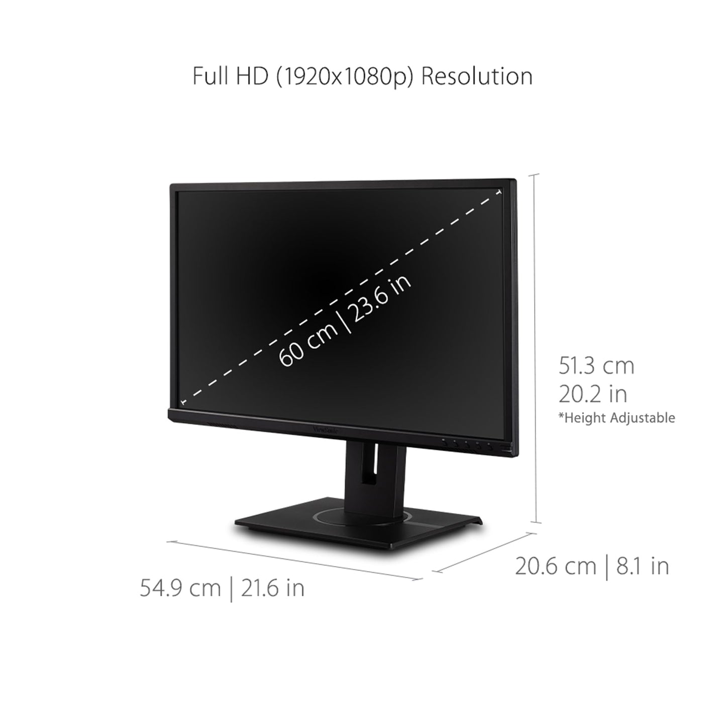ViewSonic VG2440 24 Inch 1080p Monitor, VA Display for Smooth Home and Office Productivity, Advanced Ergonomics, HDMI, DisplayPort, VGA, and USB Inputs