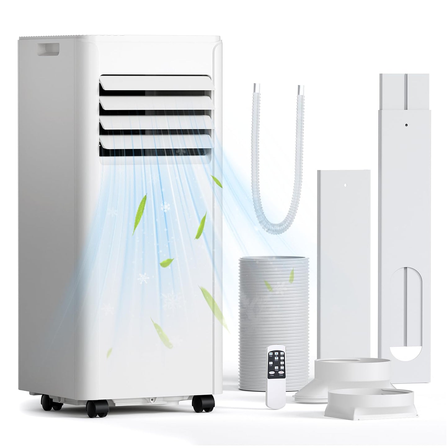 10,000 BTU Portable Air Conditioner, Cools Up to 450 Sq. Ft., 5-in-1 Quiet Portable AC Units with Remote Control, LED Display, 24H Timer, Sleep Mode, Window Kits for Bedroom, Office, Apartment