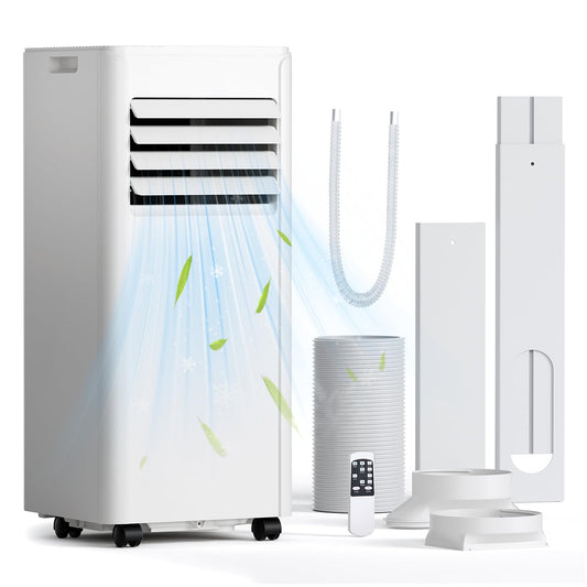 10,000 BTU Portable Air Conditioner, Cools Up to 450 Sq. Ft., 5-in-1 Quiet Portable AC Units with Remote Control, LED Display, 24H Timer, Sleep Mode, Window Kits for Bedroom, Office, Apartment