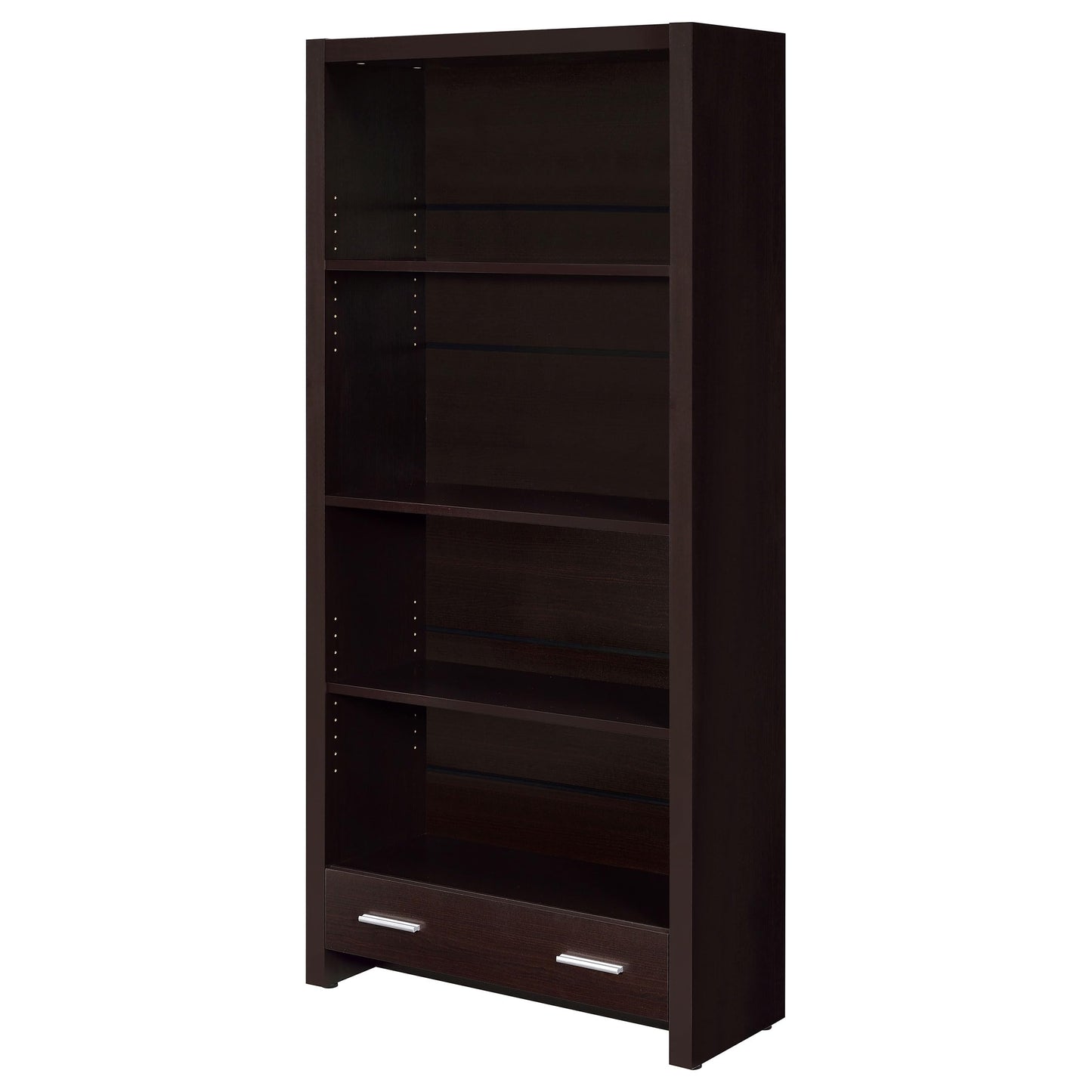 Coaster Home Furnishings - Skylar - MDF & Laminated - Bookcase with Drawer with Hidden Storage and 2 Adjustable Shelves - Transitional - Home Office - 71-Inch - Cappuccino - 800905