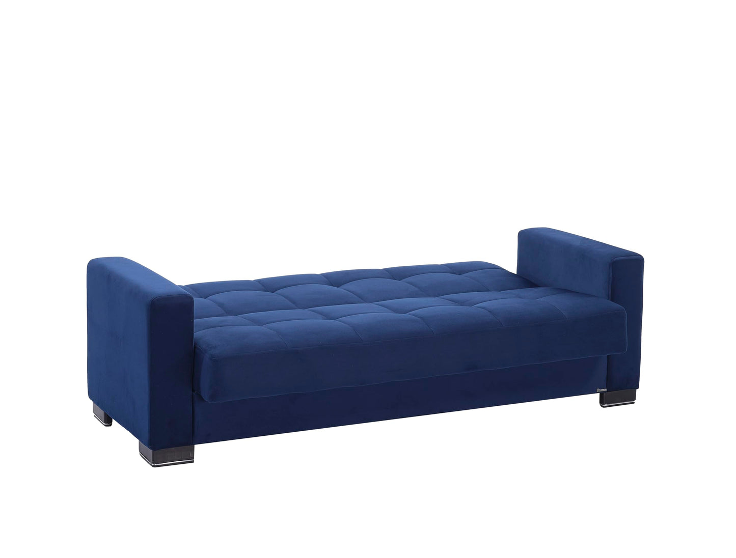 Ottomanson Convertible Sofa Bed Futon Couch with Hidden Storage & Click-Clack Sit-Sleep Conversion – Firm Support Sleeper Sofa for Living Room, Apartment & Guest Room, Blue