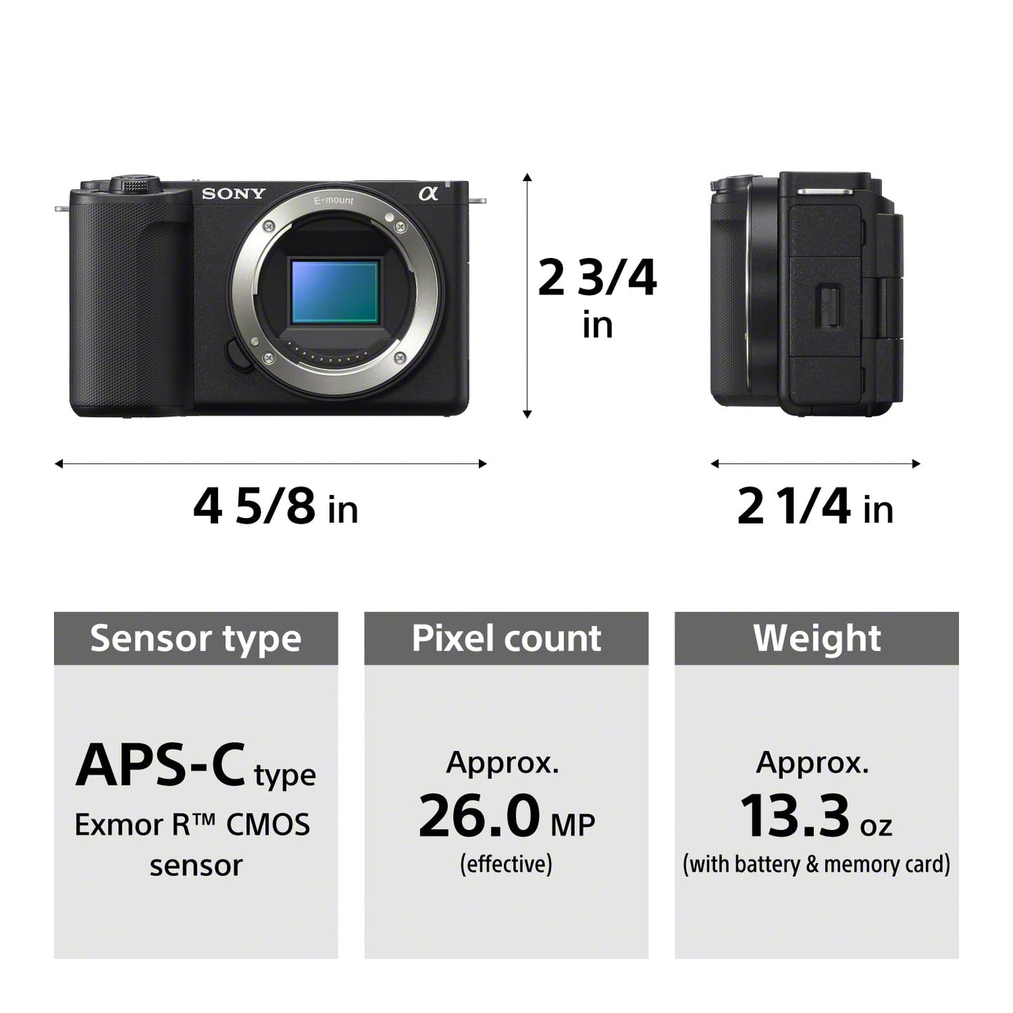 Sony Alpha ZVE10 II - APS-C Interchangeable Lens Mirrorless Content Creators’ Camera - Black - Body Only