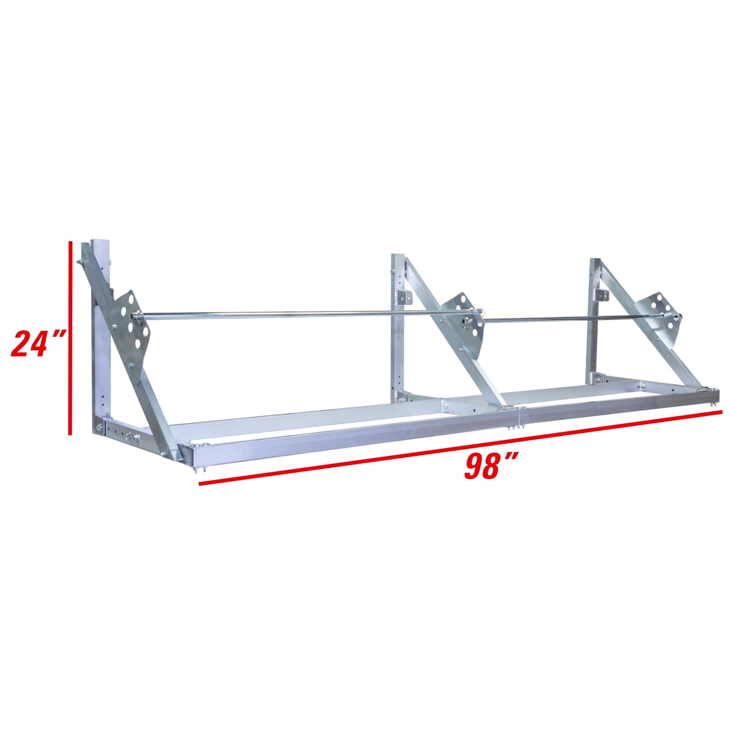 Extreme Max 5001.6464 Wall-Mount Aluminum Fold-Up Tire Rack for Race Trailer, Garage, Shop, Enclosed Trailer, Toy Hauler - 8', Silver