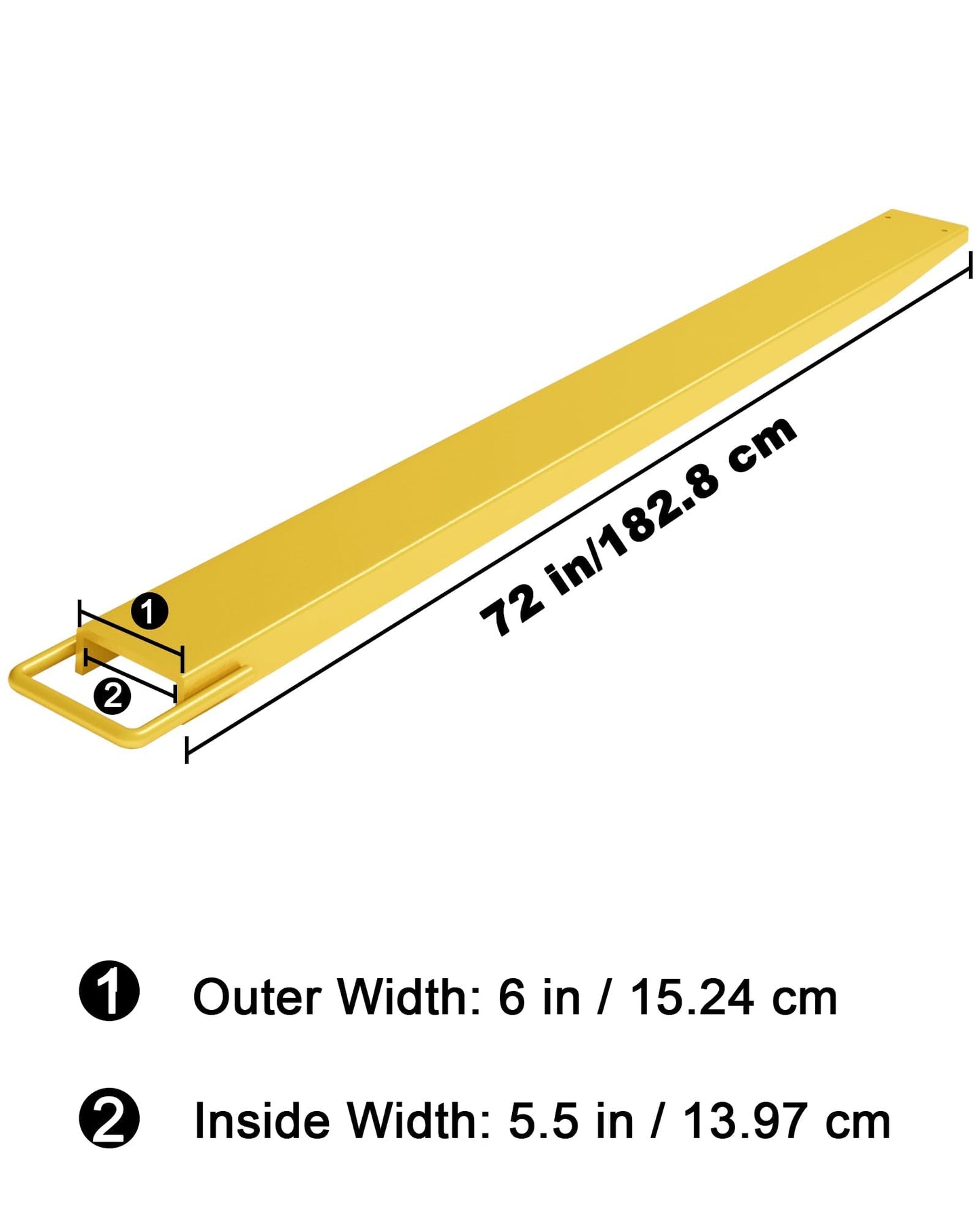 Forklift Extensions - 72 in Length, 5.5 in Width, 4600 LB Capacity Heavy Duty Steel Pallet Fork Extensions, Universal Fit for Most Forklift Trucks, Yellow