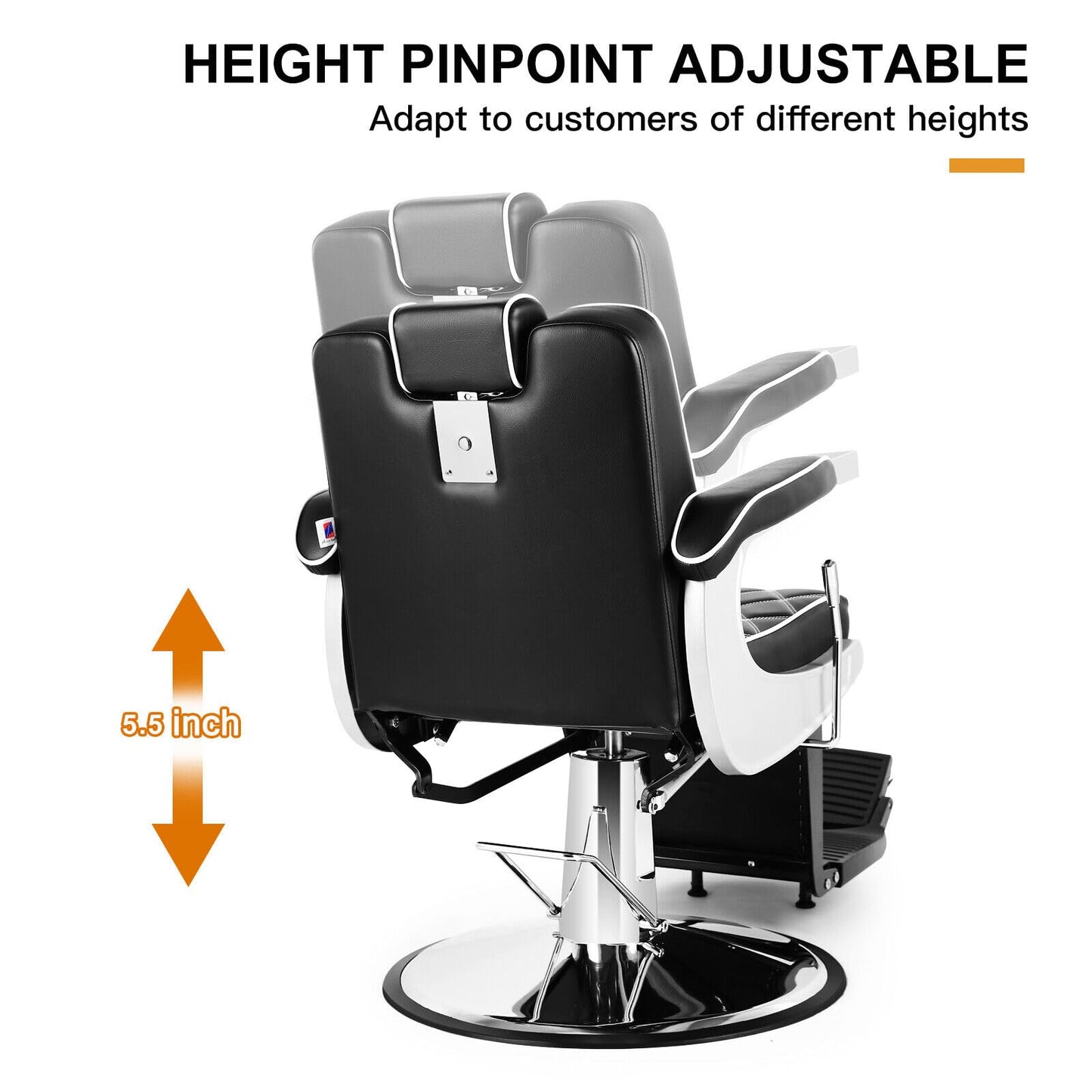 Artist hand All Purpose Barber Chair Wide Backrest Reclining Salon Chair for Hair Stylist Tattoo Chair Makeup Chair for Salon Equipment (Black)