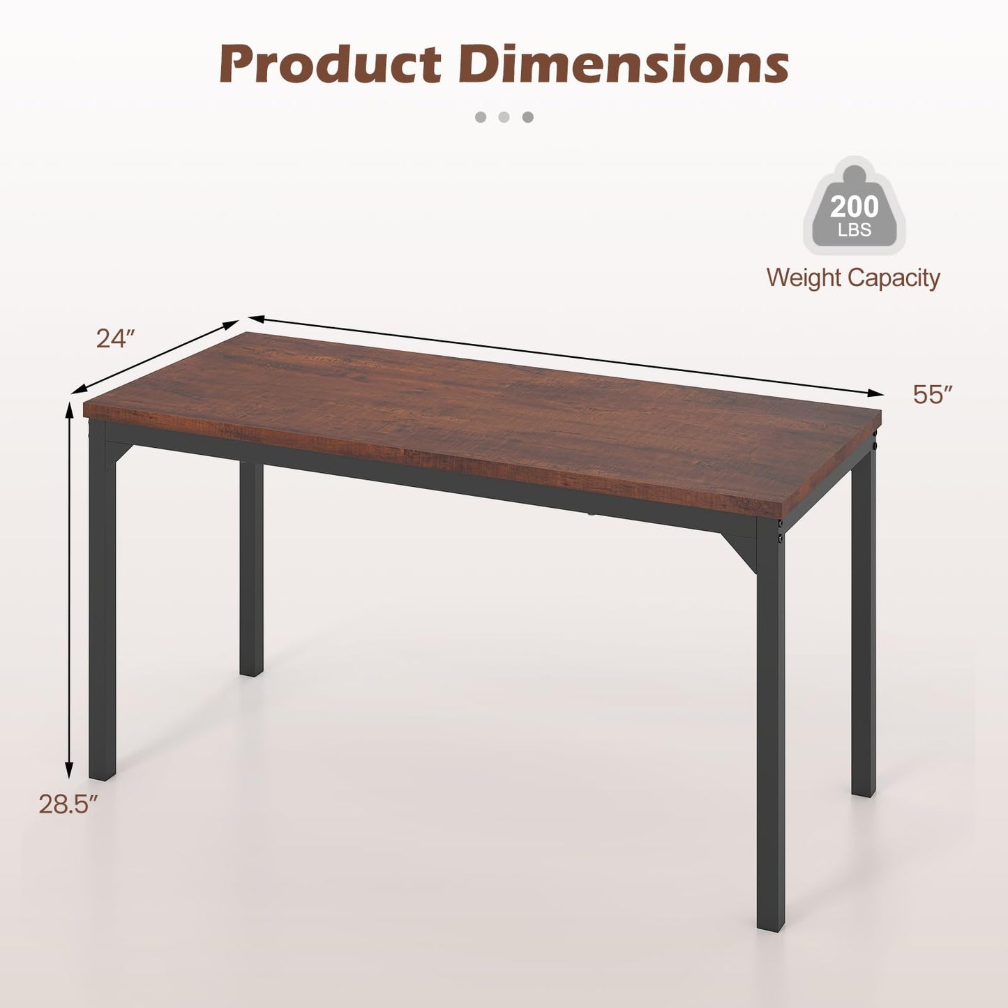 Giantex Conference Table, 9.2 ft x 4 ft Large Meeting Table, Rectangular Computer Desk with Strong Metal Frame for 10-12 People, Modern Seminar Table for Office Conference, Brown (4)