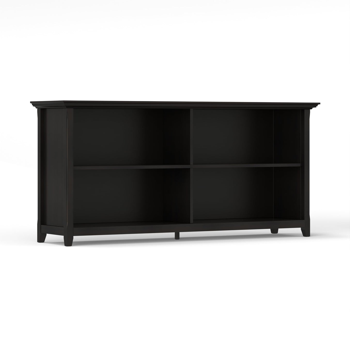 SIMPLIHOME Amherst Bookcase 30 in Tall 4-Shelf Solid Wood Low Bookshelf in Hickory Brown, Transitional Storage Console for Living Room, Entryway or Home Office with Adjustable Shelves & Tapered Legs
