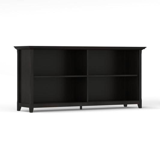 SIMPLIHOME Amherst Bookcase 30 in Tall 4-Shelf Solid Wood Low Bookshelf in Hickory Brown, Transitional Storage Console for Living Room, Entryway or Home Office with Adjustable Shelves & Tapered Legs