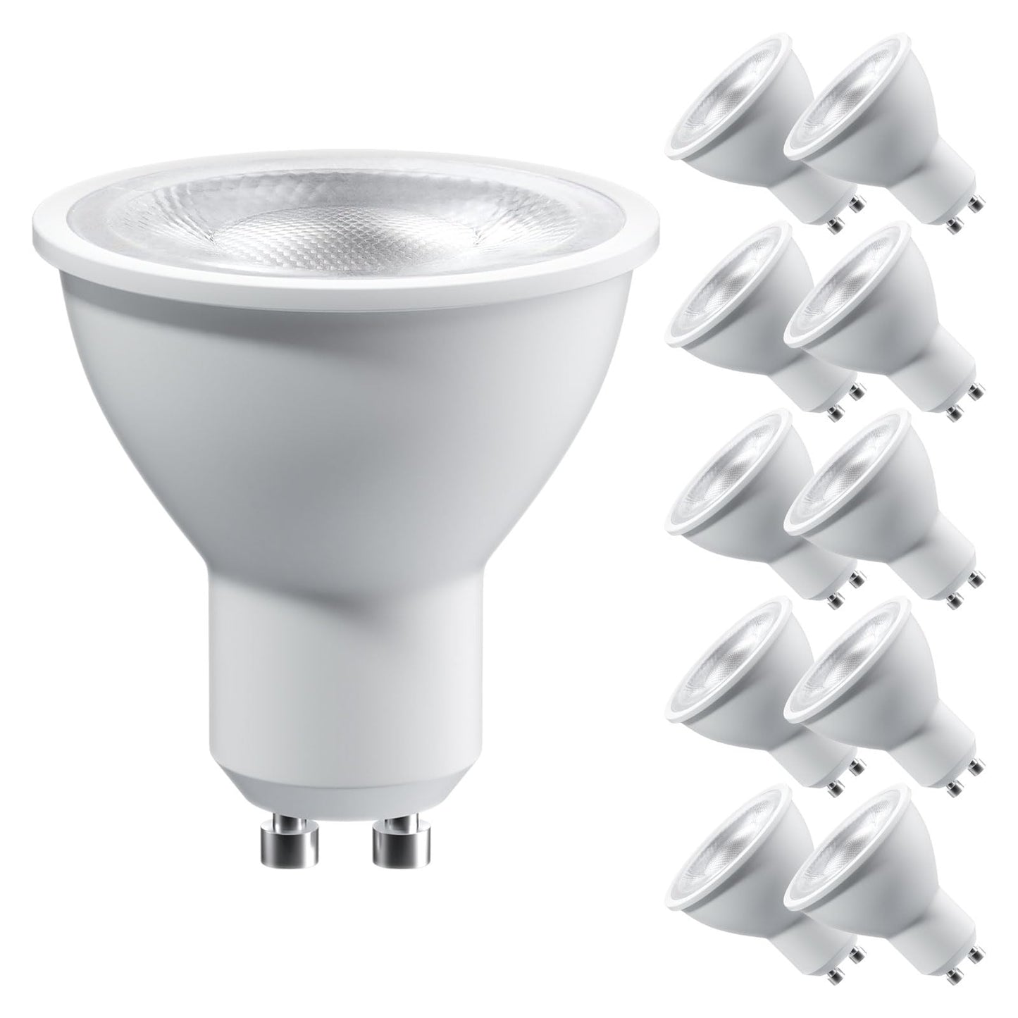 Sparkling Wonderful GU10 LED Bulbs, Dimmable 7W, 3000K Warm White, 10 Pack, Model DB0598-GU10-7W-3000K